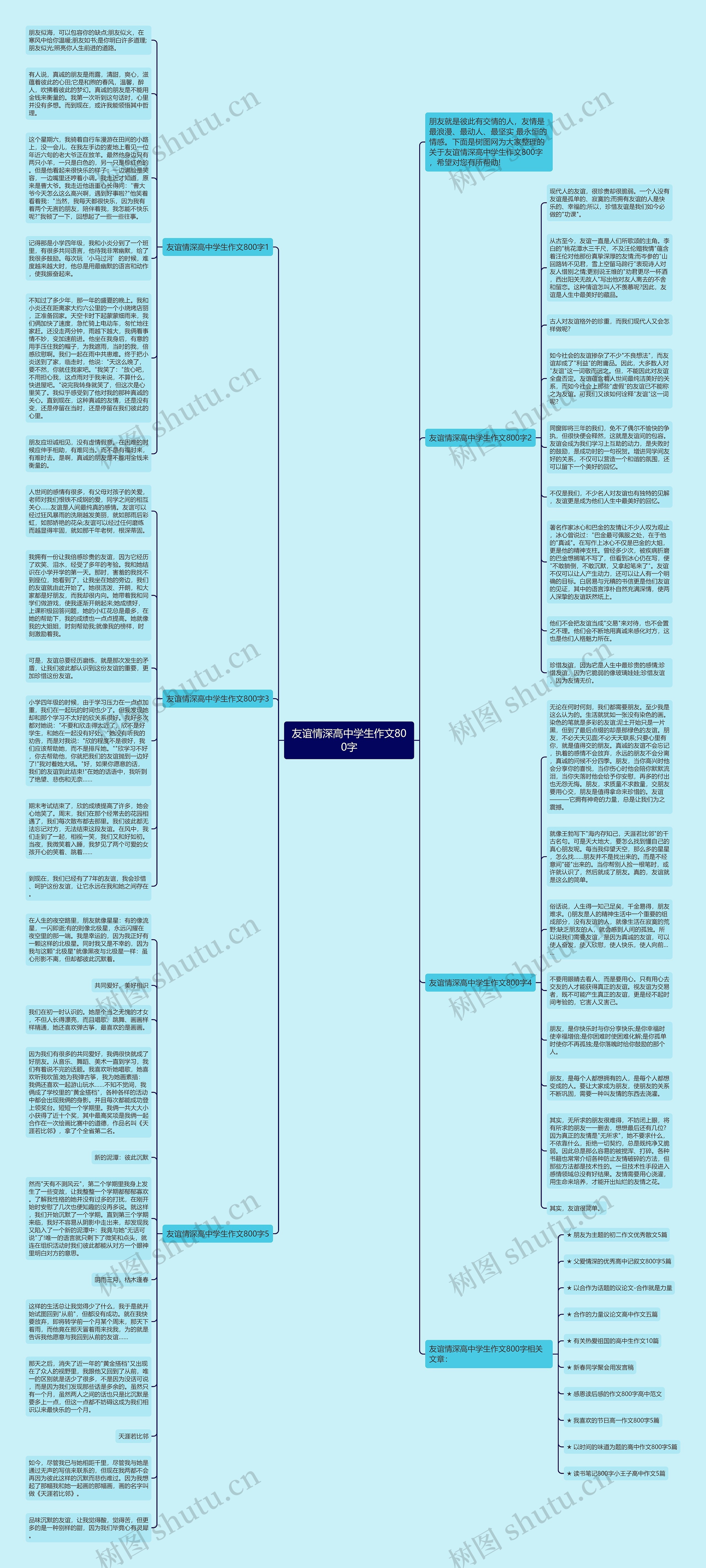 友谊情深高中学生作文800字思维导图