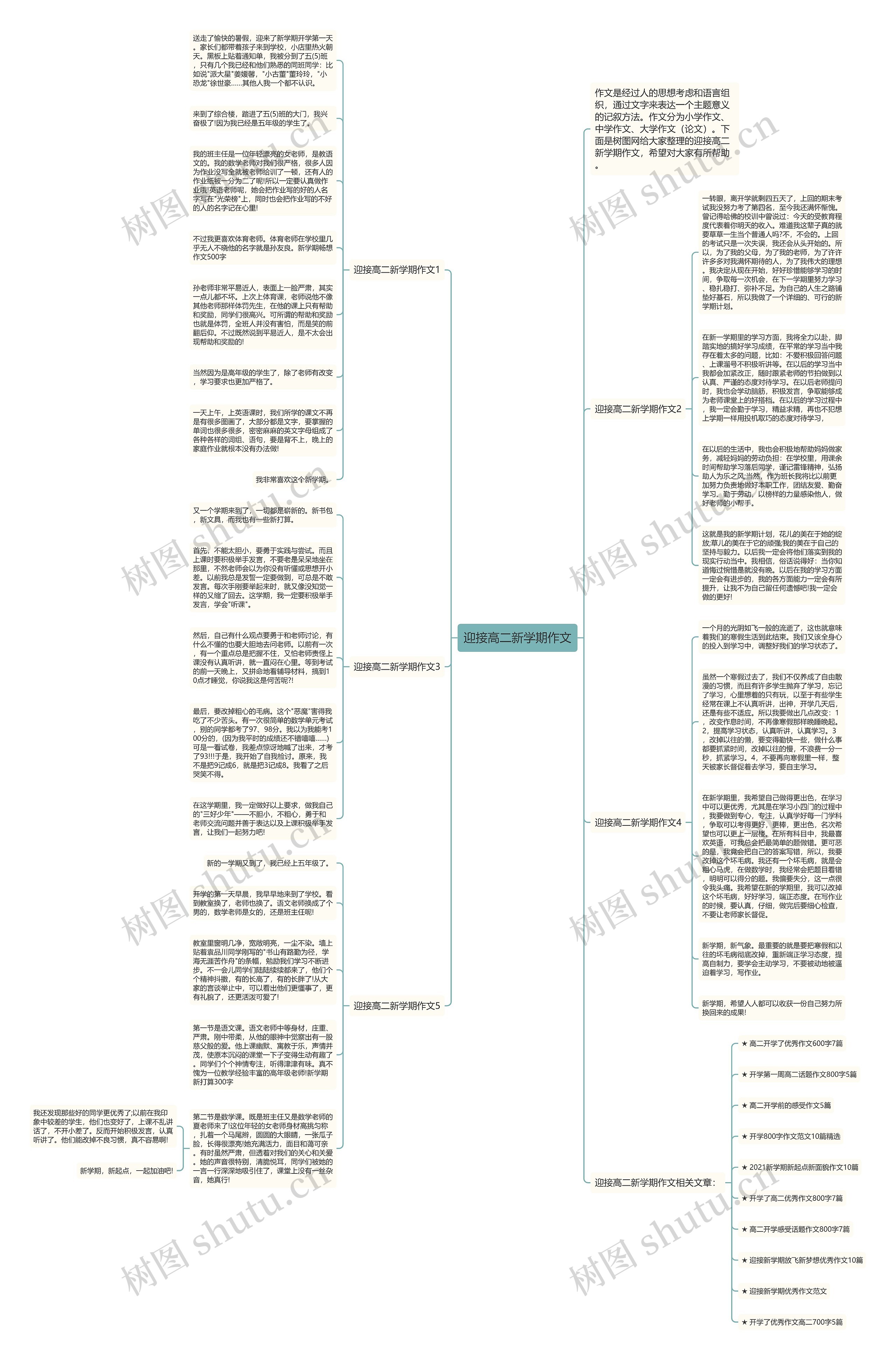 迎接高二新学期作文思维导图