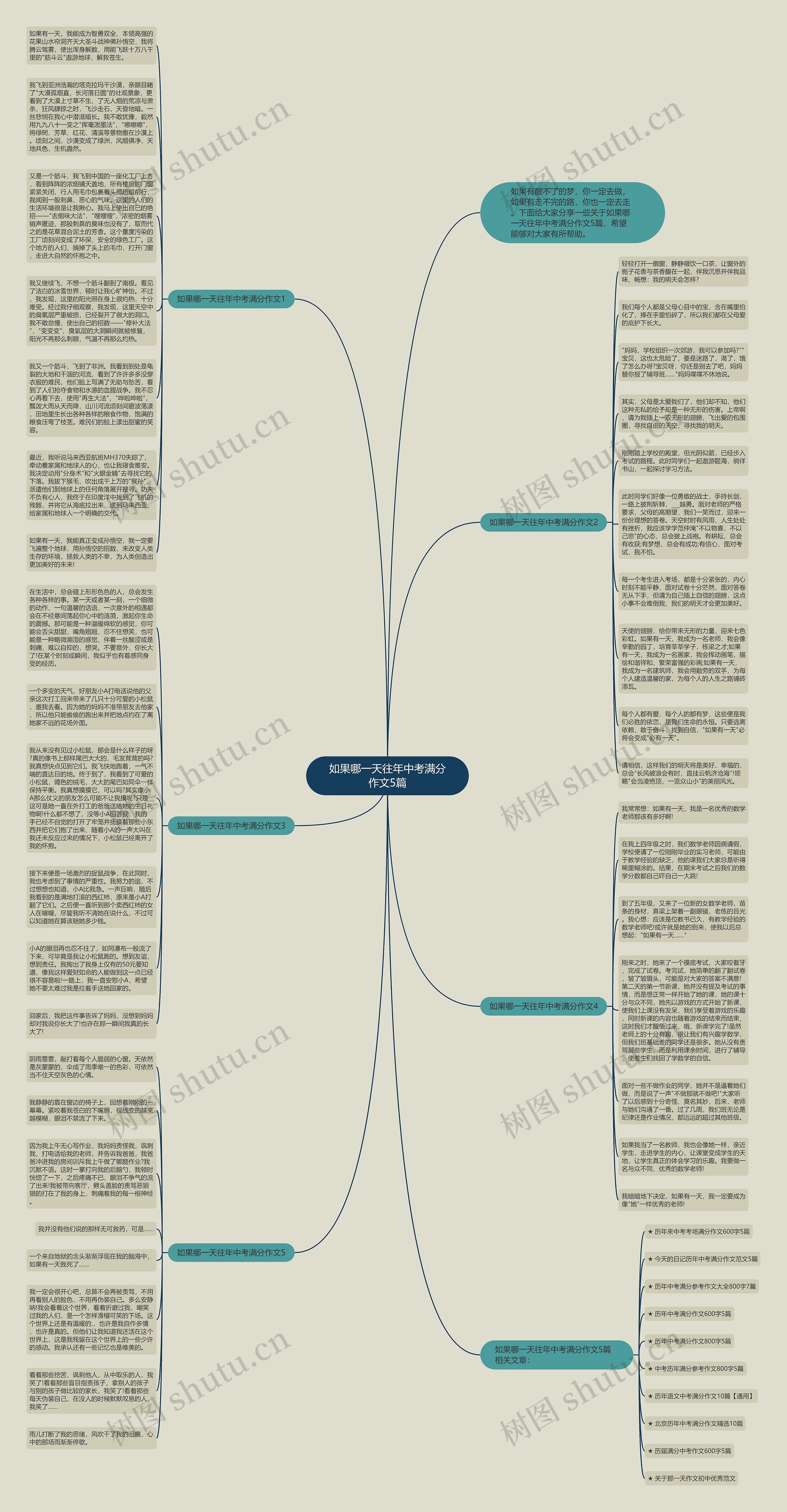 如果哪一天往年中考满分作文5篇思维导图