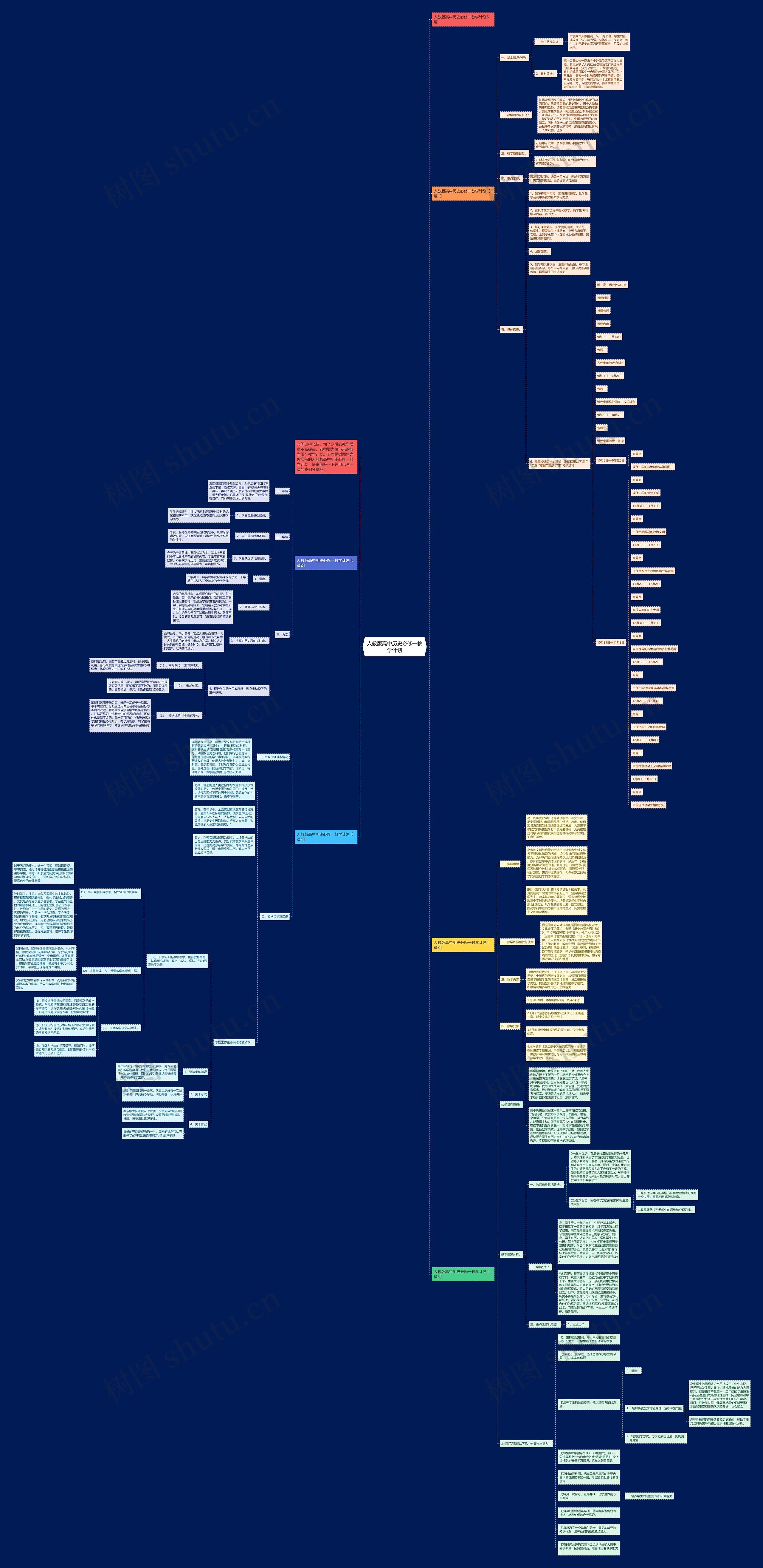 人教版高中历史必修一教学计划思维导图