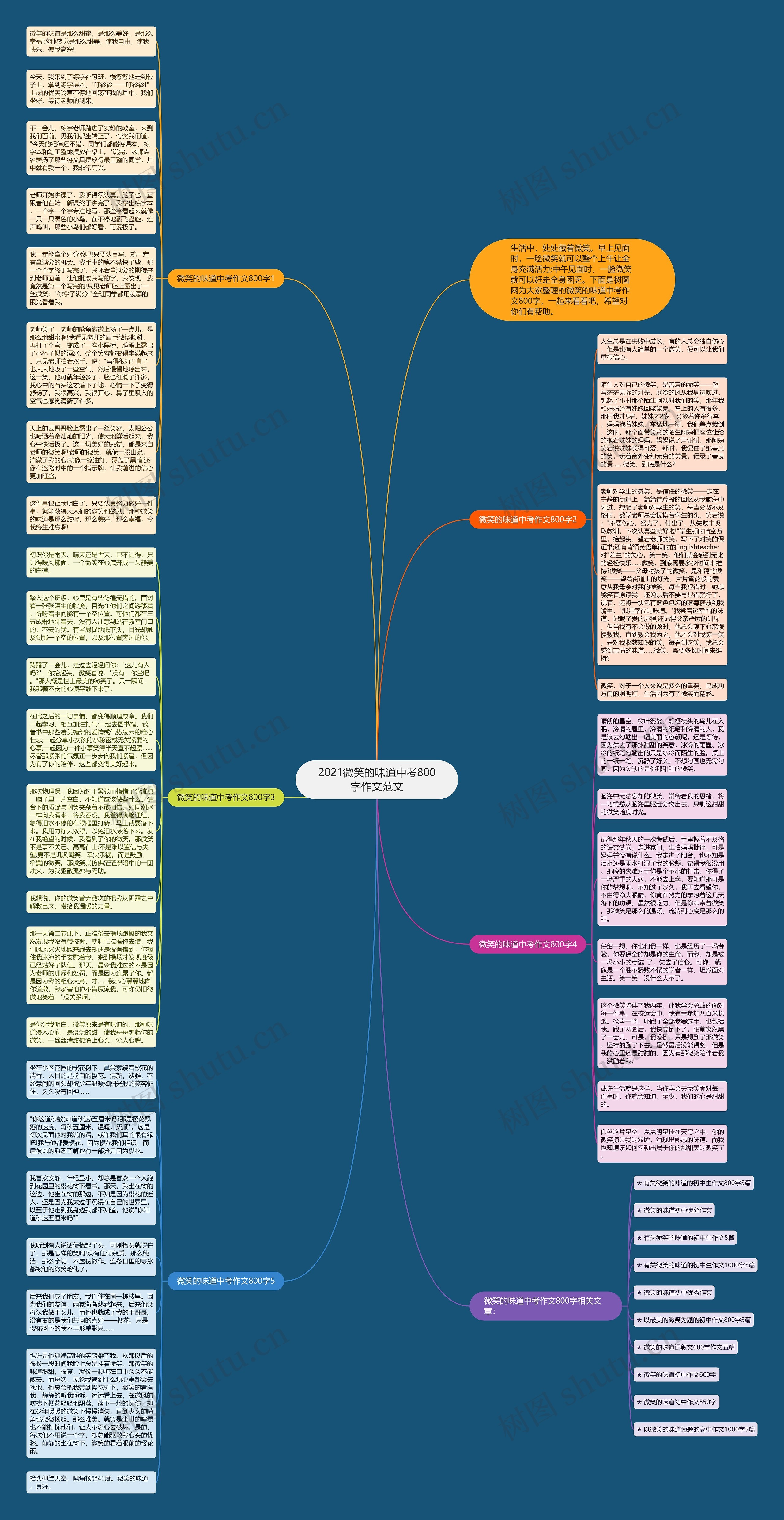 2021微笑的味道中考800字作文范文思维导图
