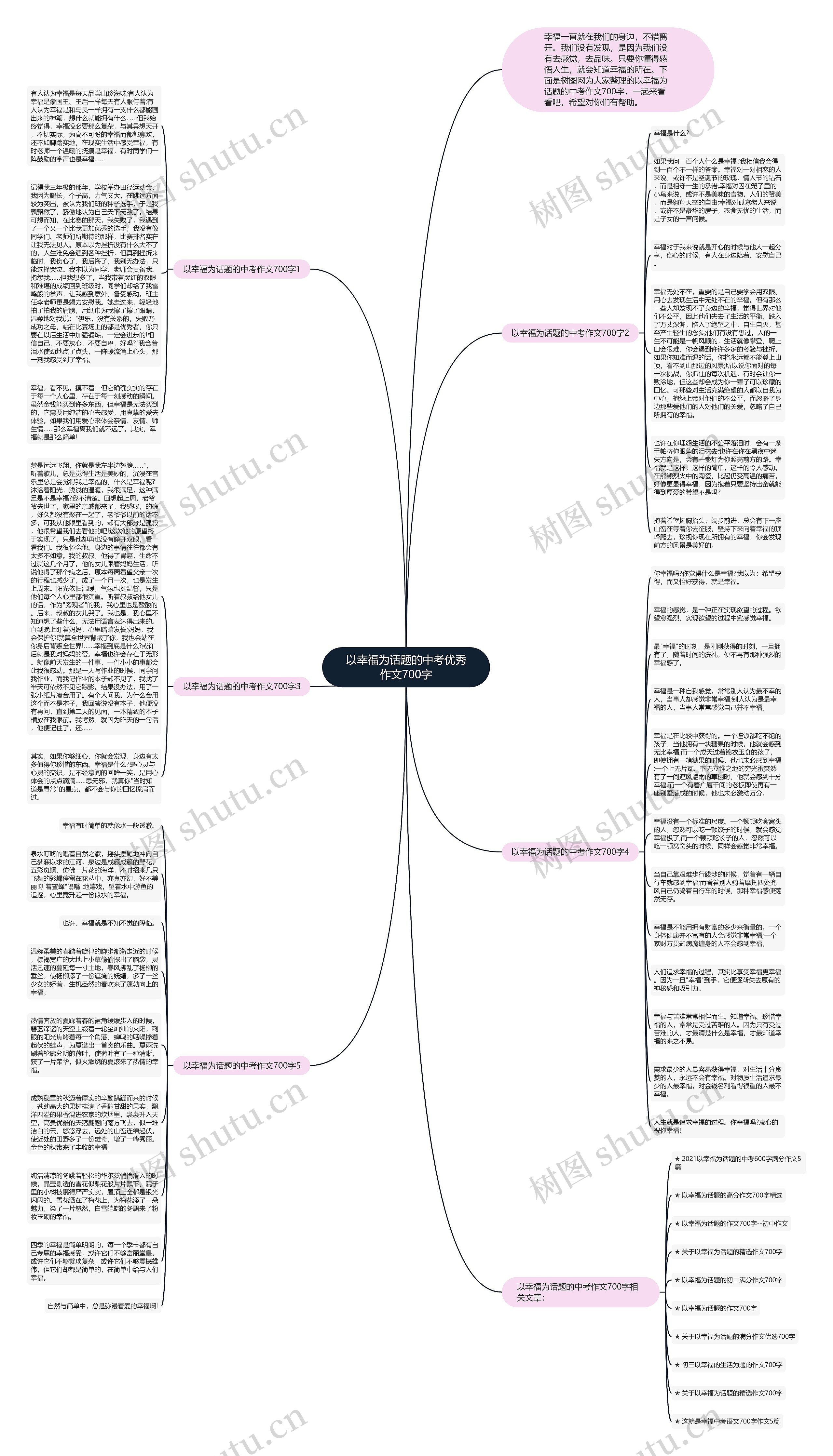 以幸福为话题的中考优秀作文700字思维导图