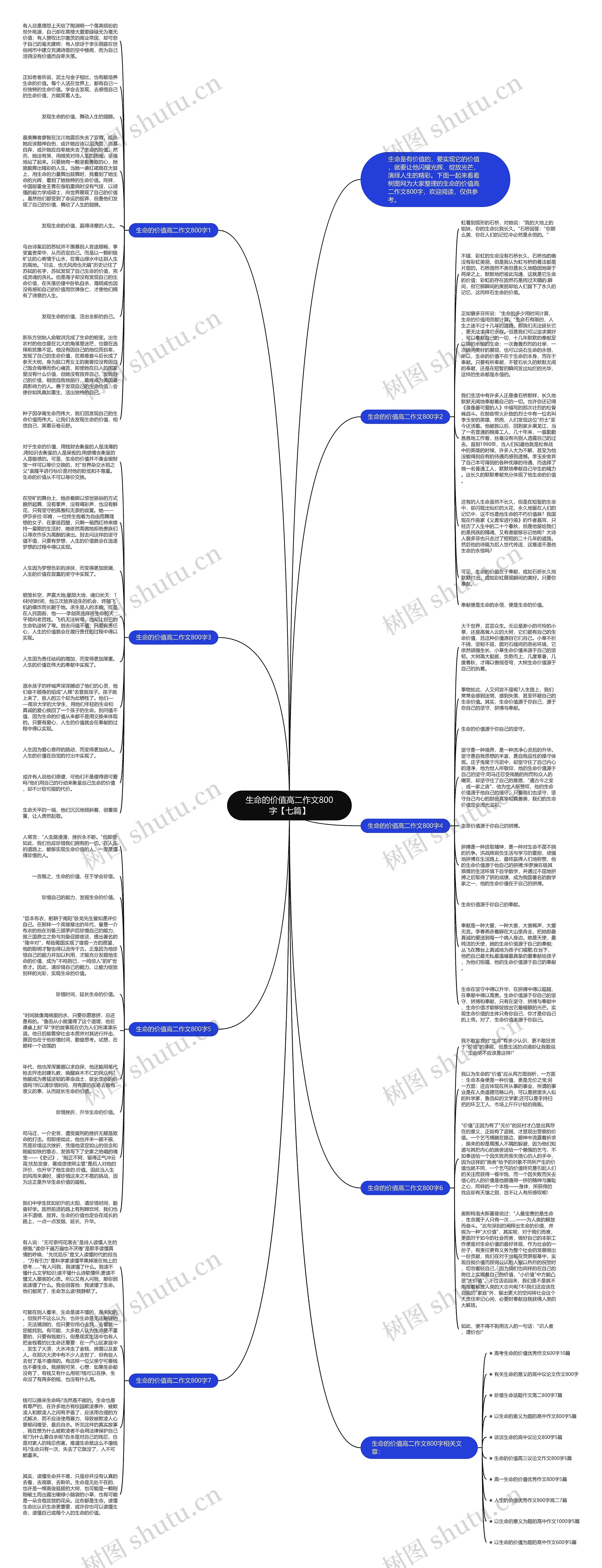 生命的价值高二作文800字【七篇】思维导图