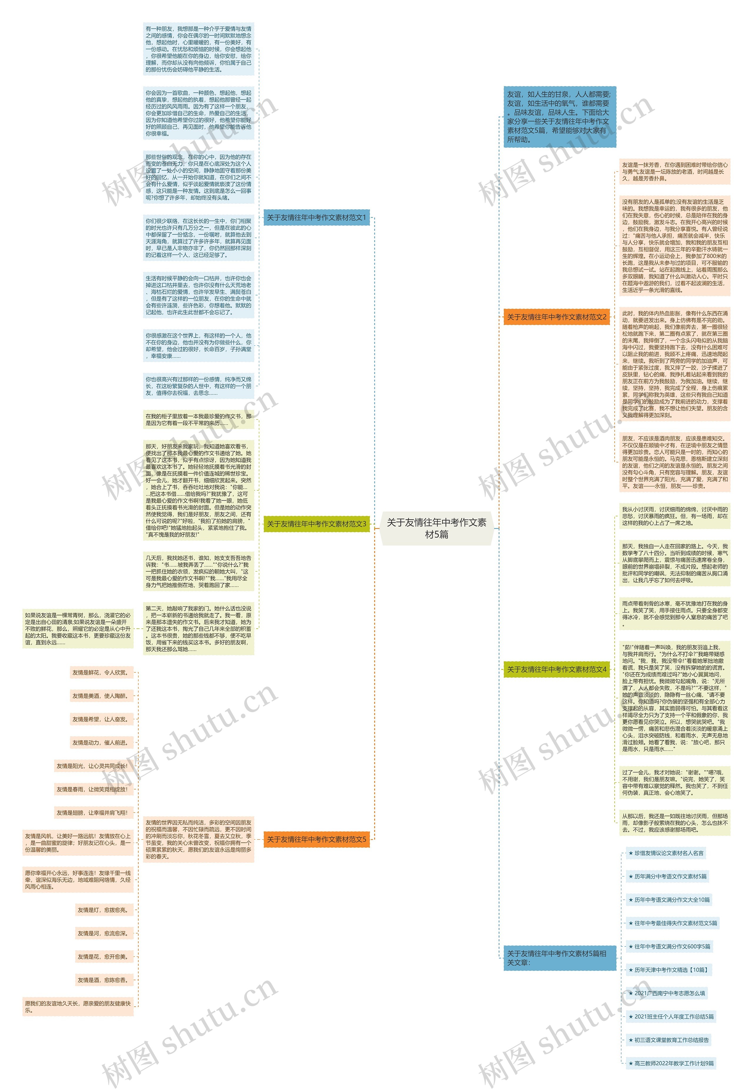 关于友情往年中考作文素材5篇思维导图