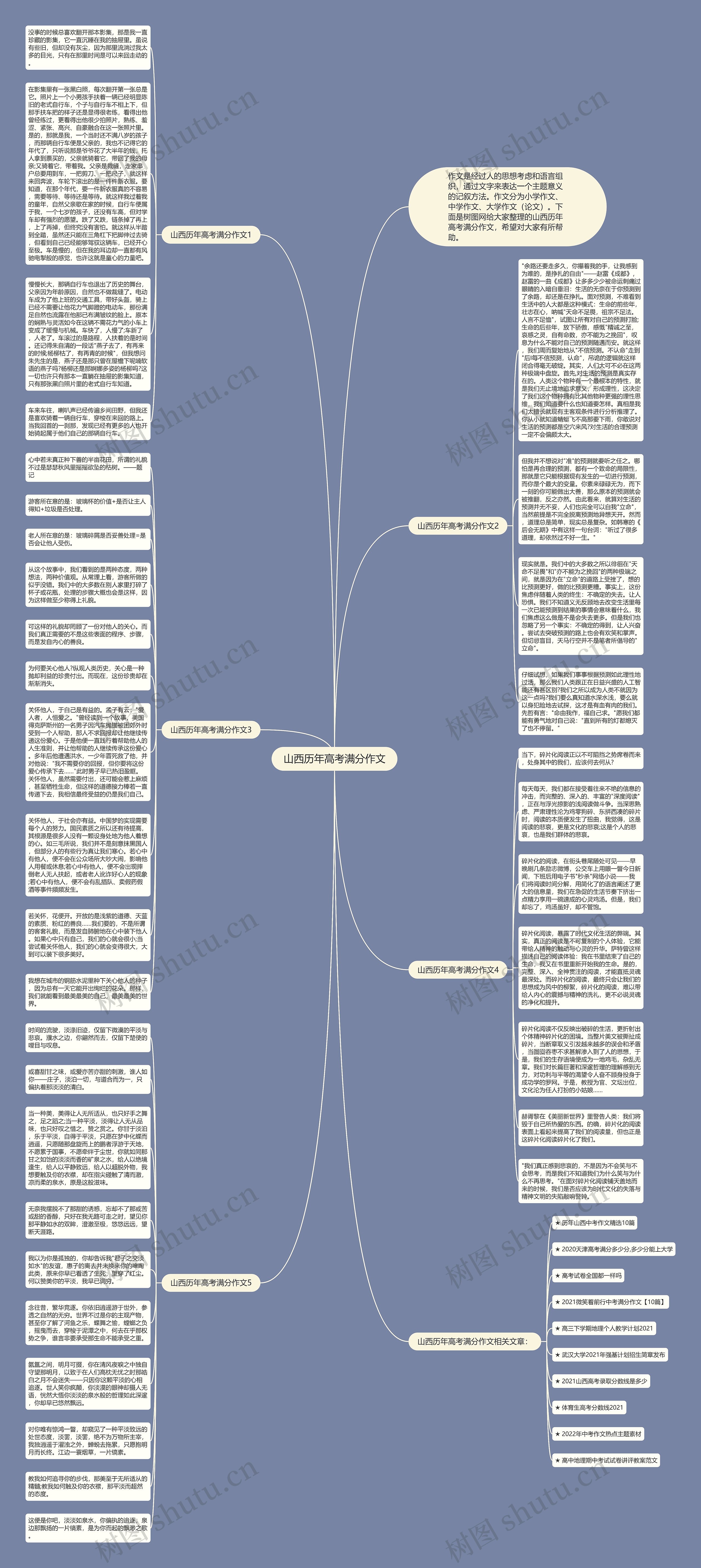 山西历年高考满分作文思维导图