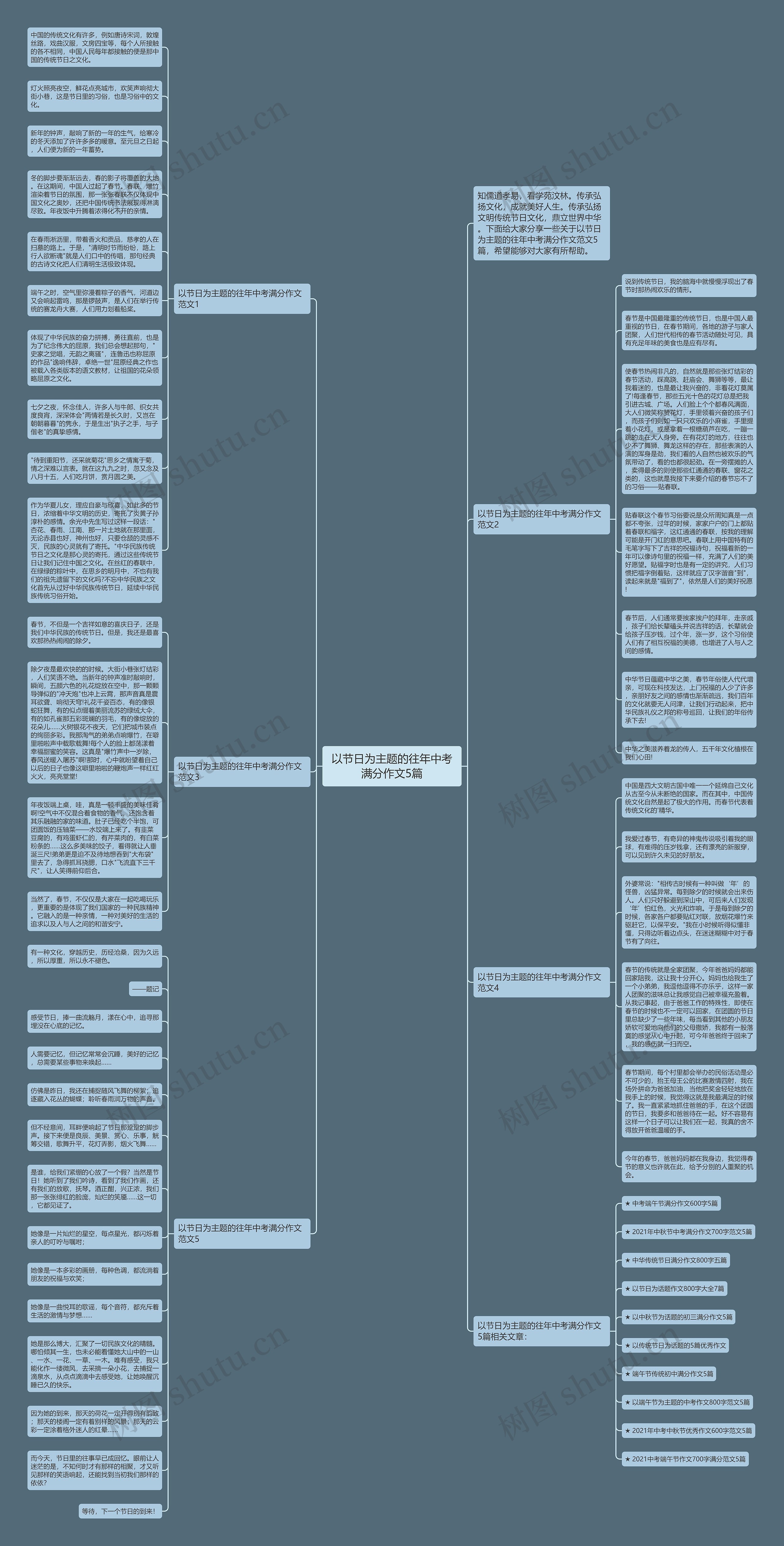 以节日为主题的往年中考满分作文5篇思维导图