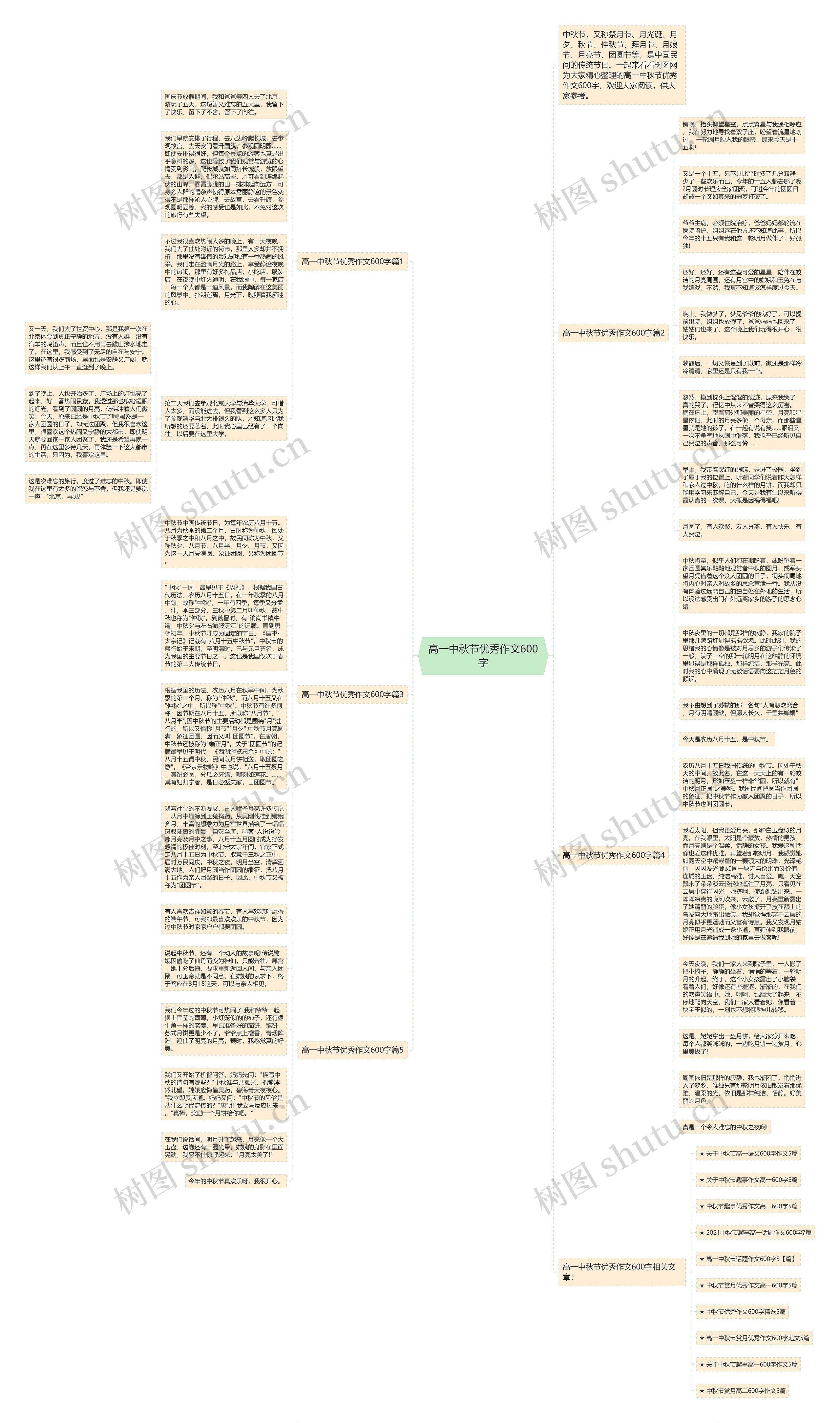 高一中秋节优秀作文600字思维导图