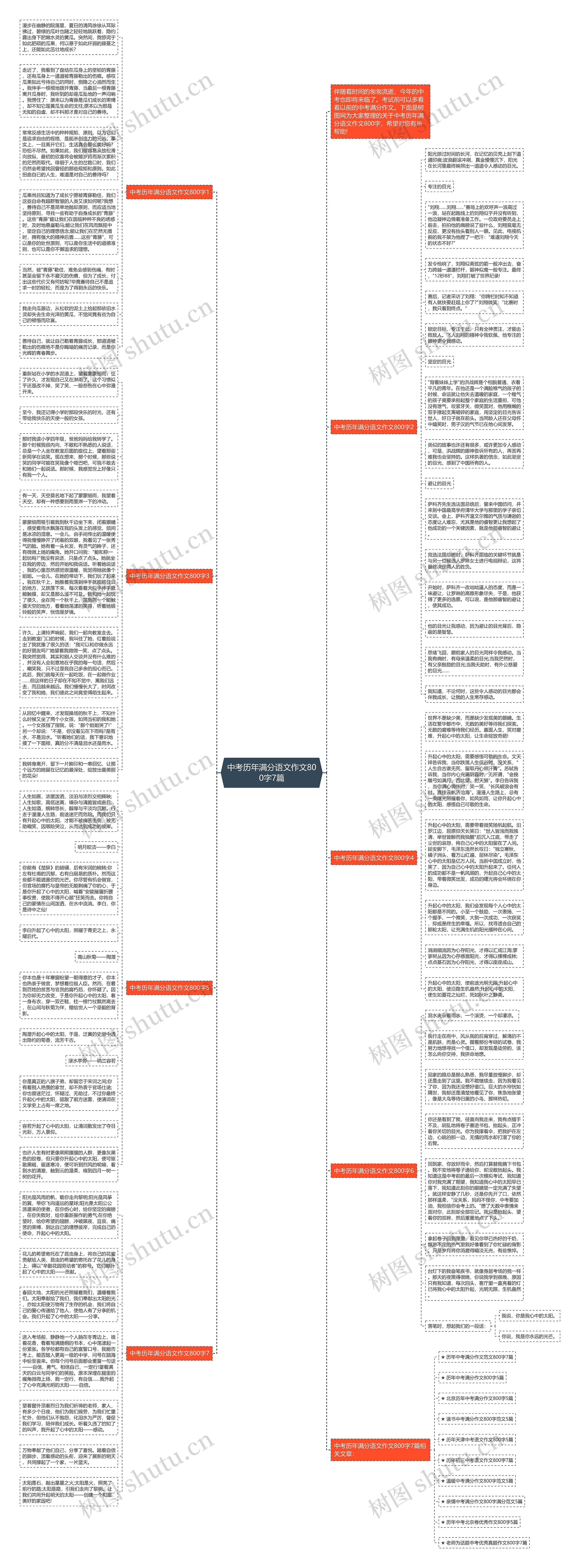 中考历年满分语文作文800字7篇思维导图