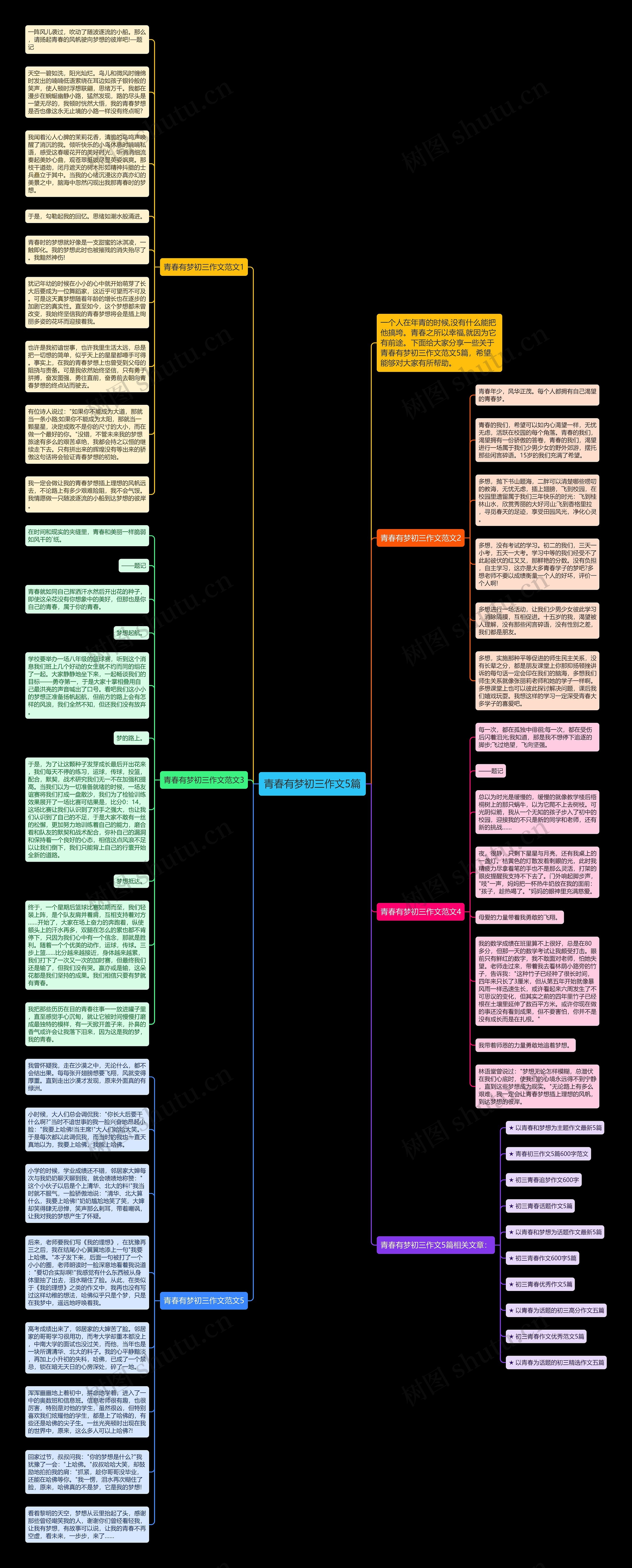 青春有梦初三作文5篇思维导图