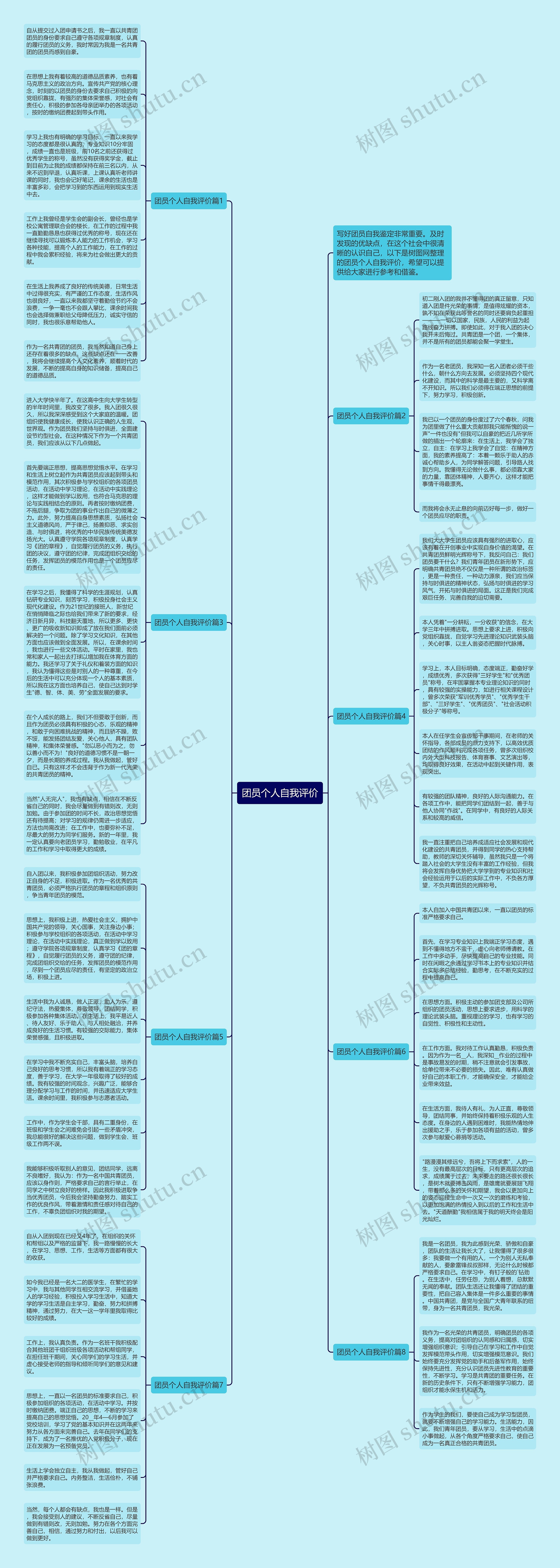 团员个人自我评价思维导图
