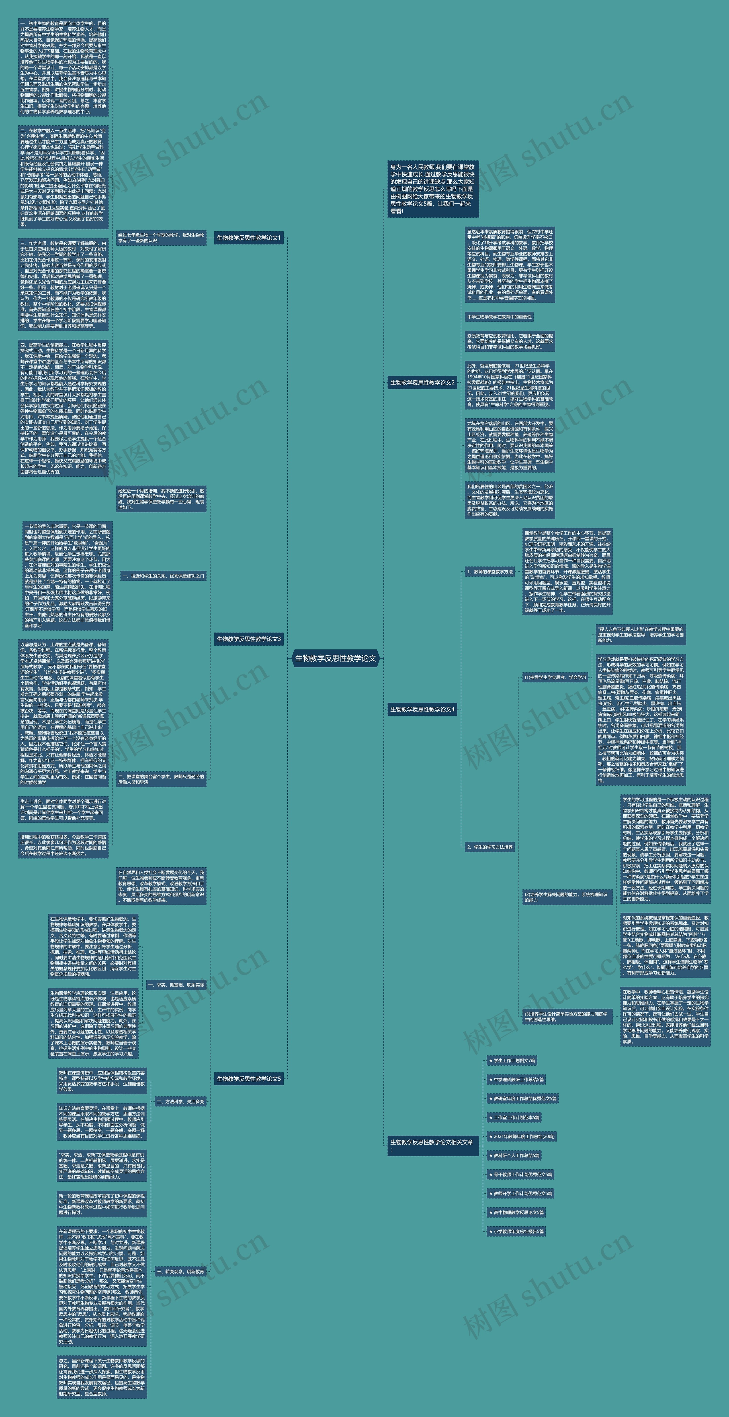 生物教学反思性教学论文思维导图高清图 生物教学反思性教学论文思维导图
