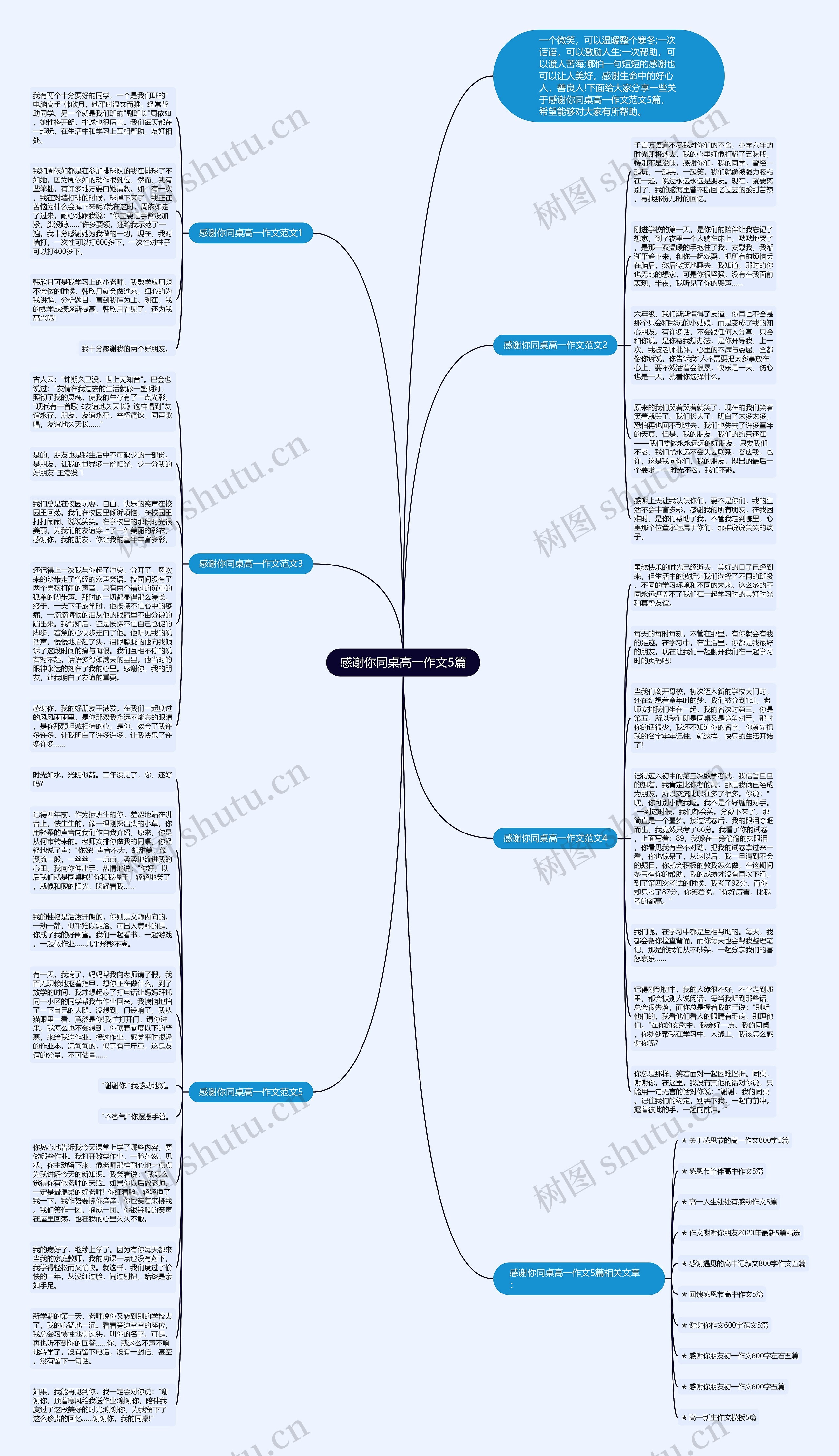 感谢你同桌高一作文5篇思维导图