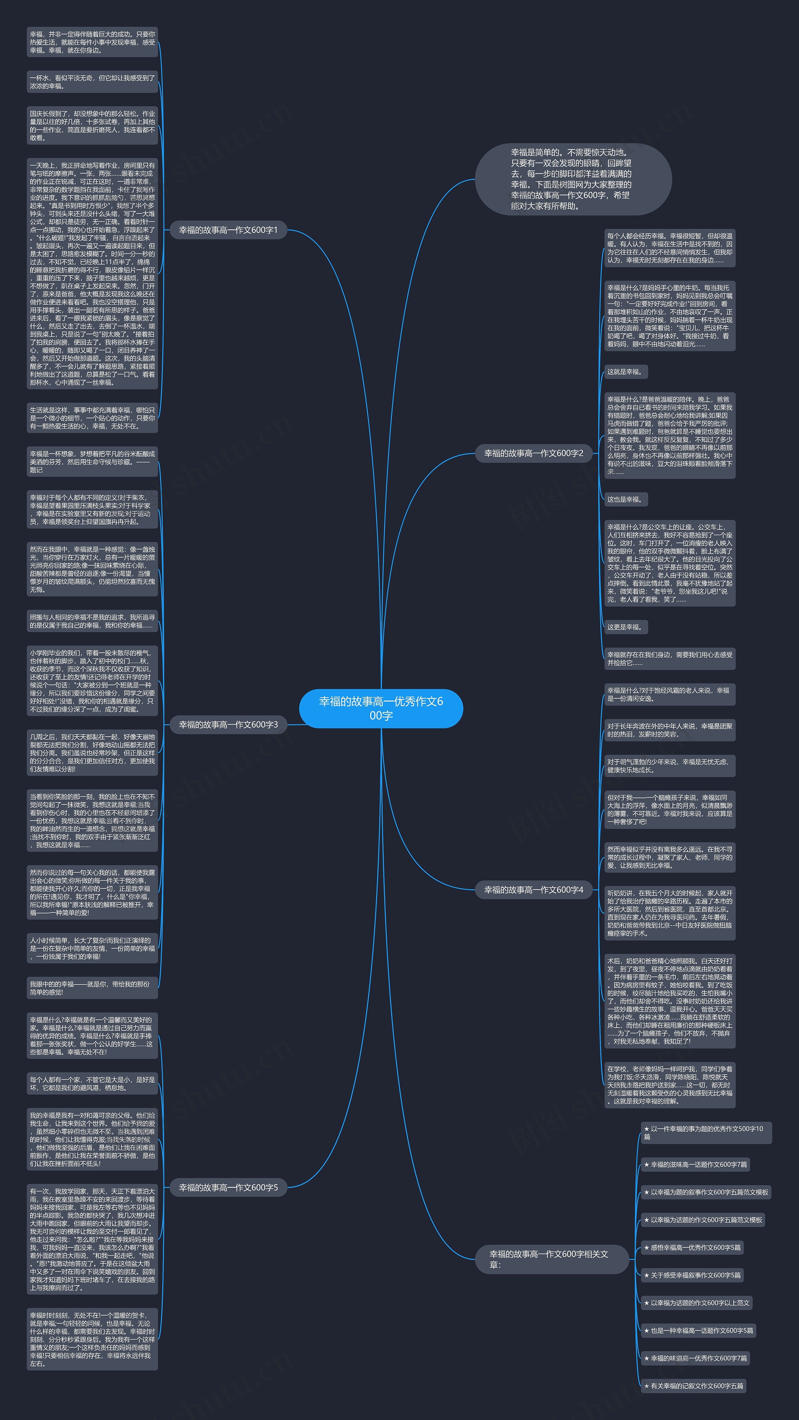 幸福的故事高一优秀作文600字思维导图