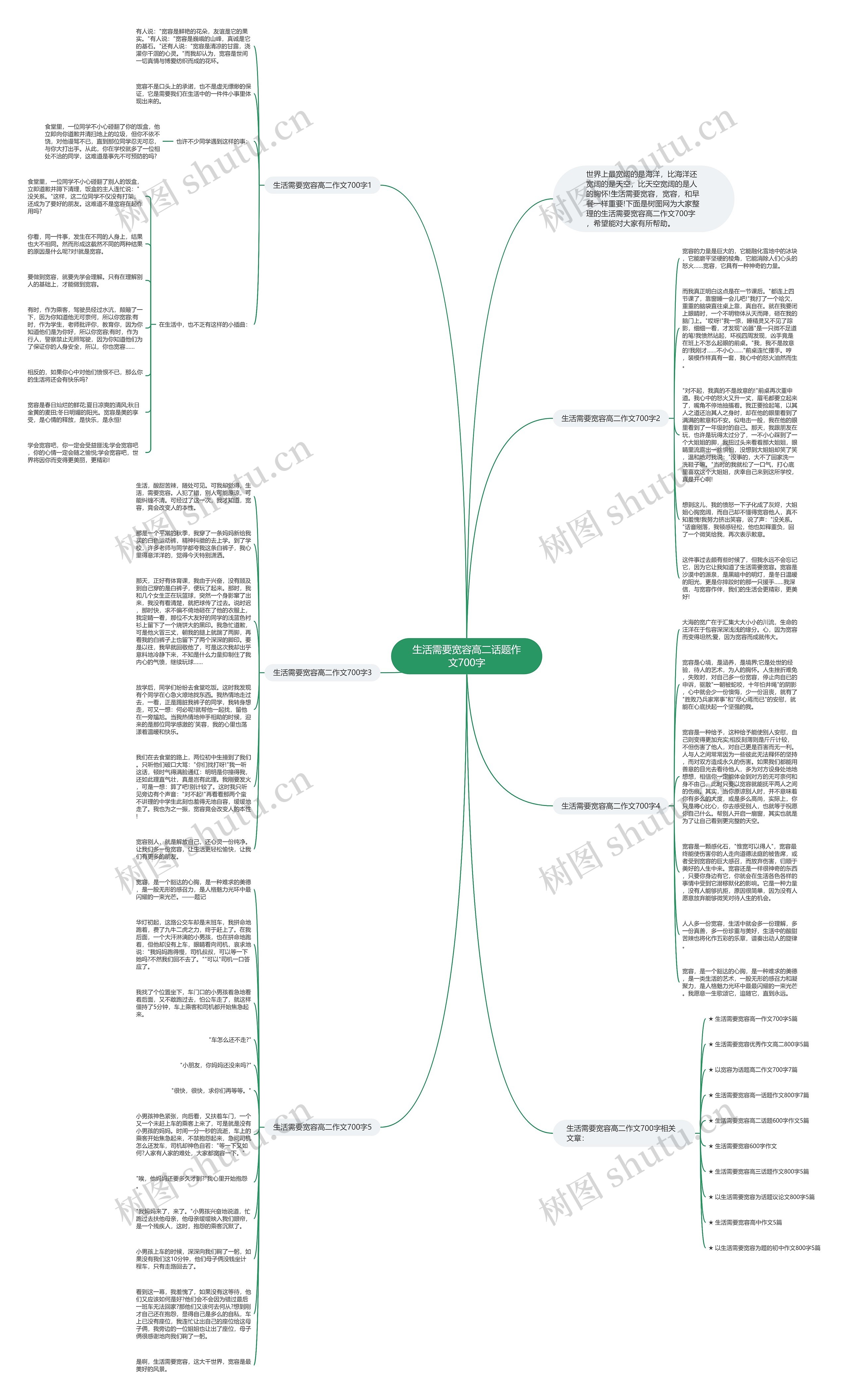 生活需要宽容高二话题作文700字思维导图