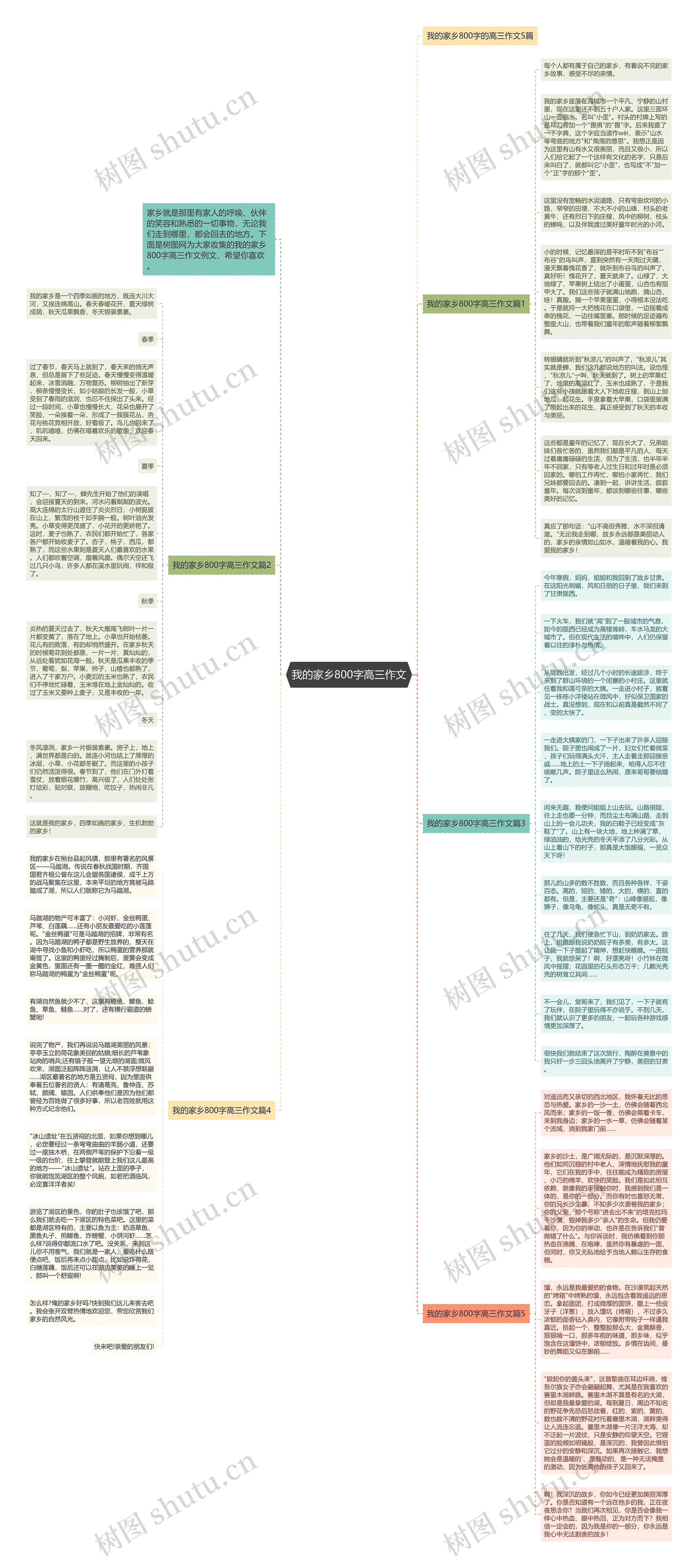 我的家乡800字高三作文思维导图
