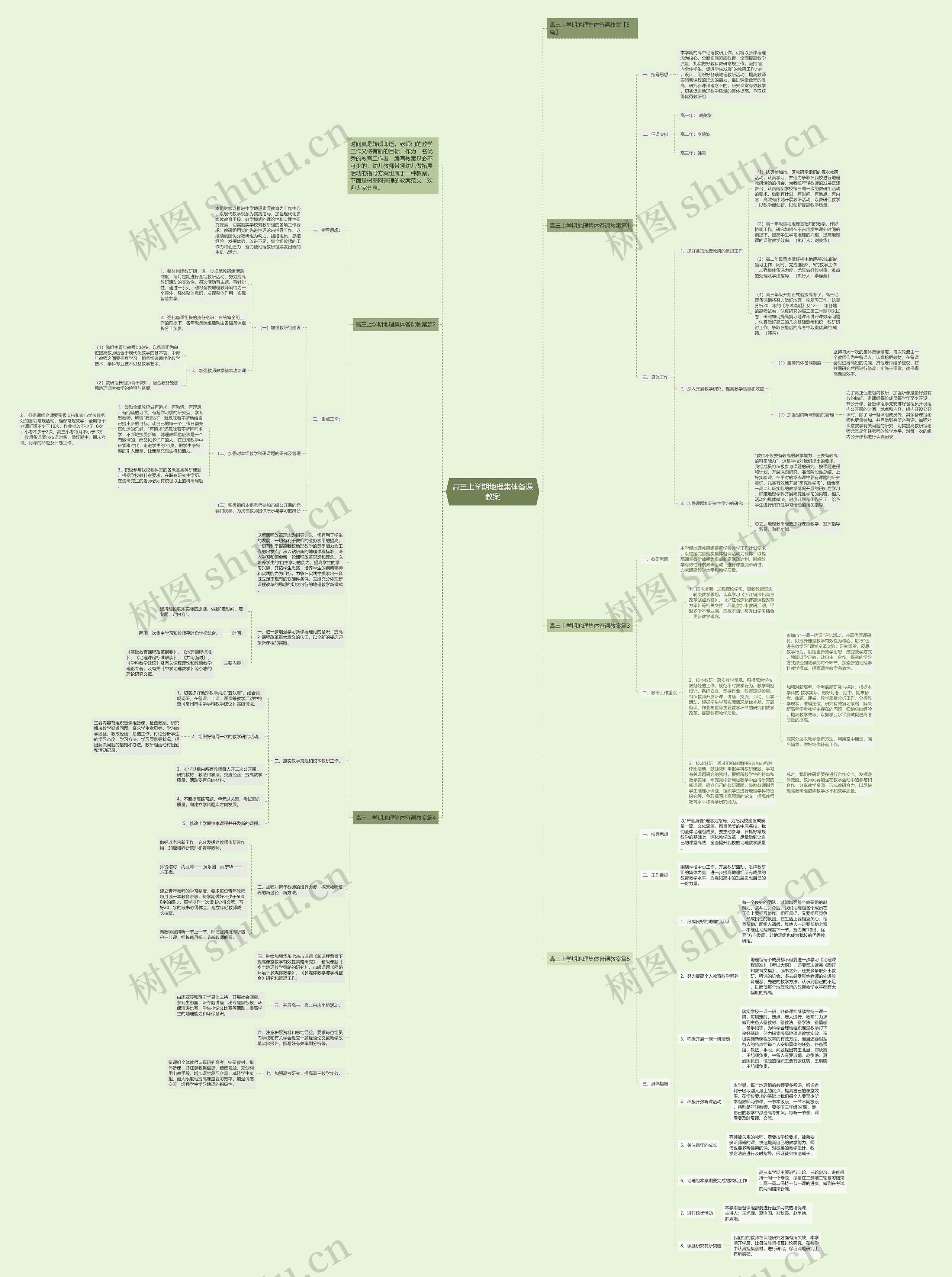 高三上学期地理集体备课教案思维导图
