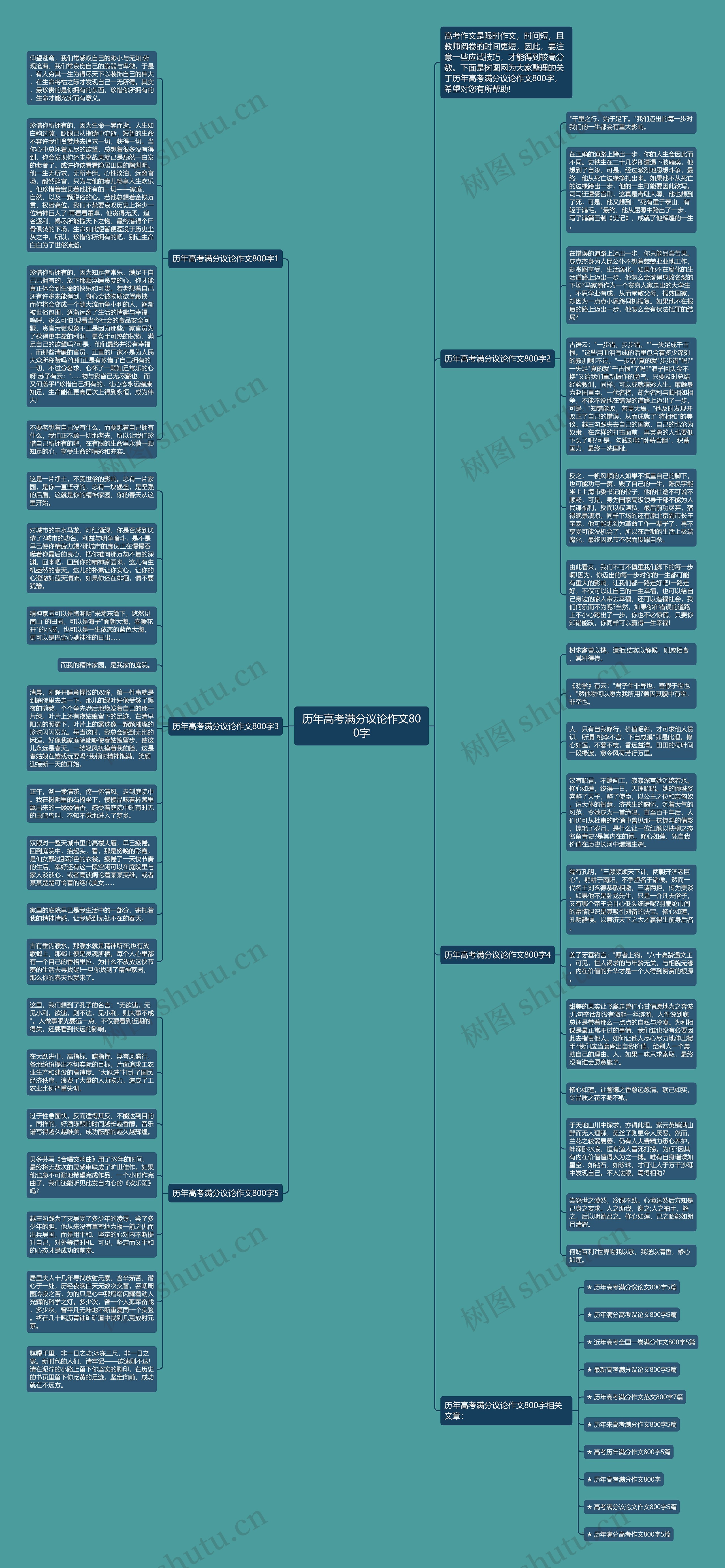历年高考满分议论作文800字思维导图