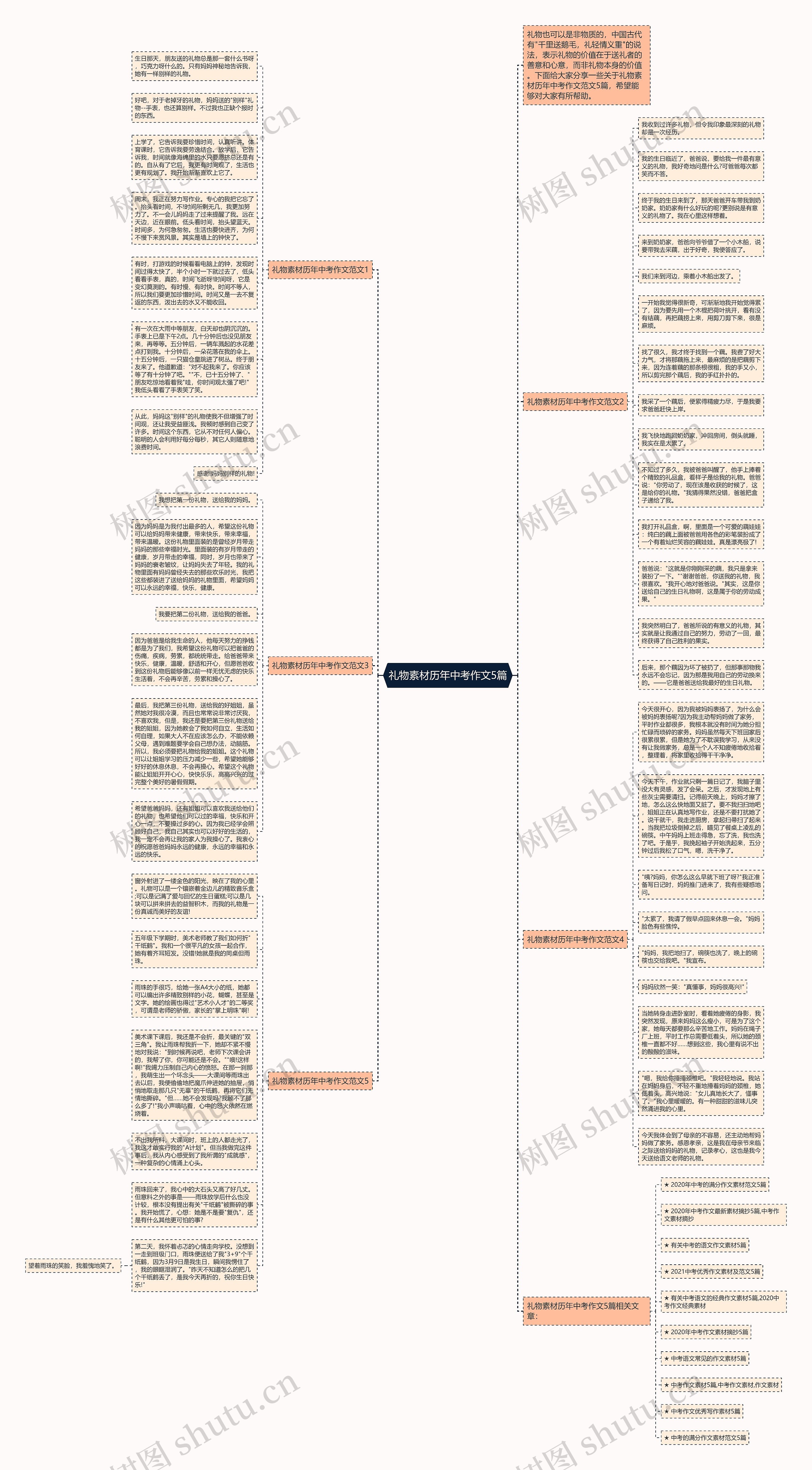 礼物素材历年中考作文5篇思维导图