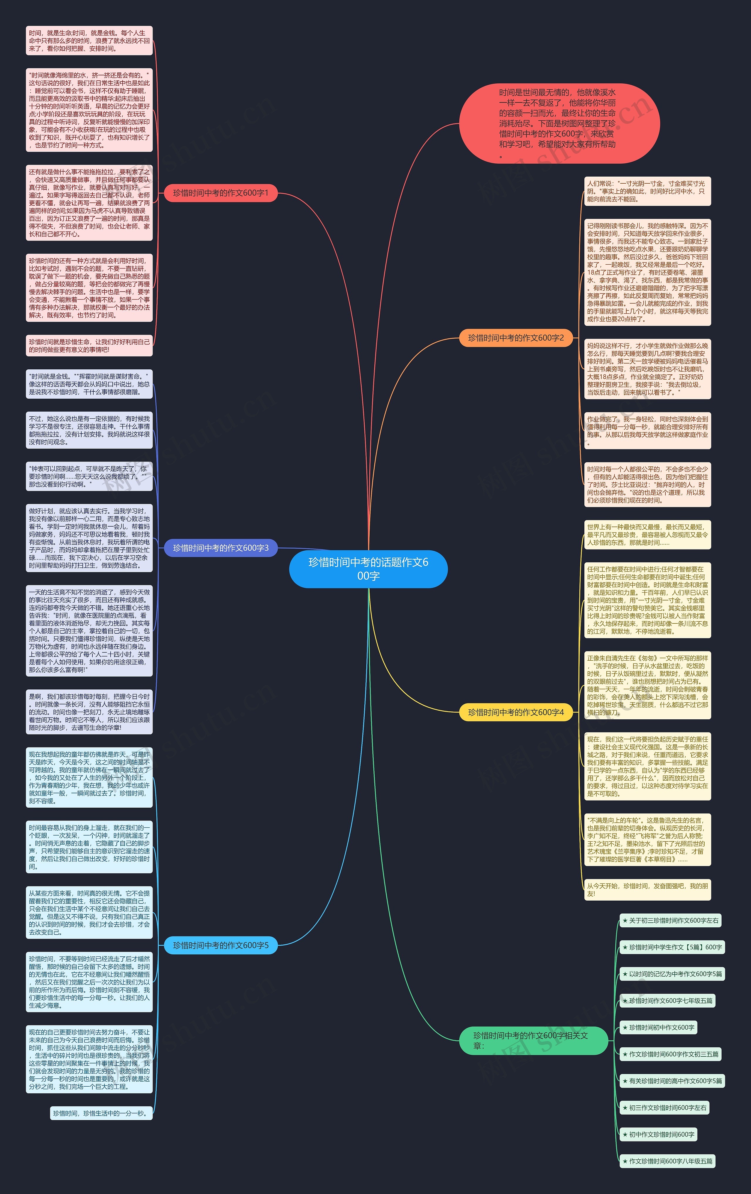 珍惜时间中考的话题作文600字思维导图