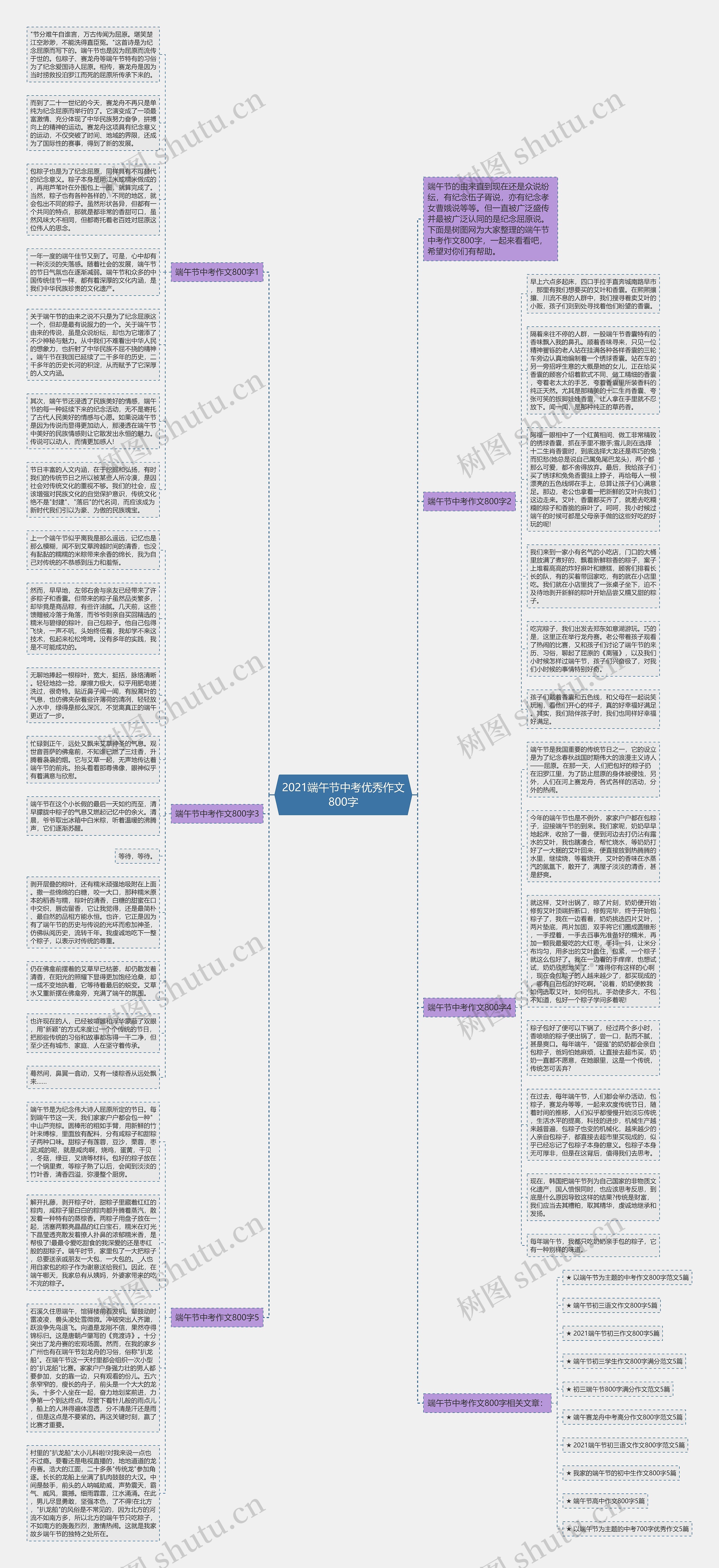 2021端午节中考优秀作文800字思维导图