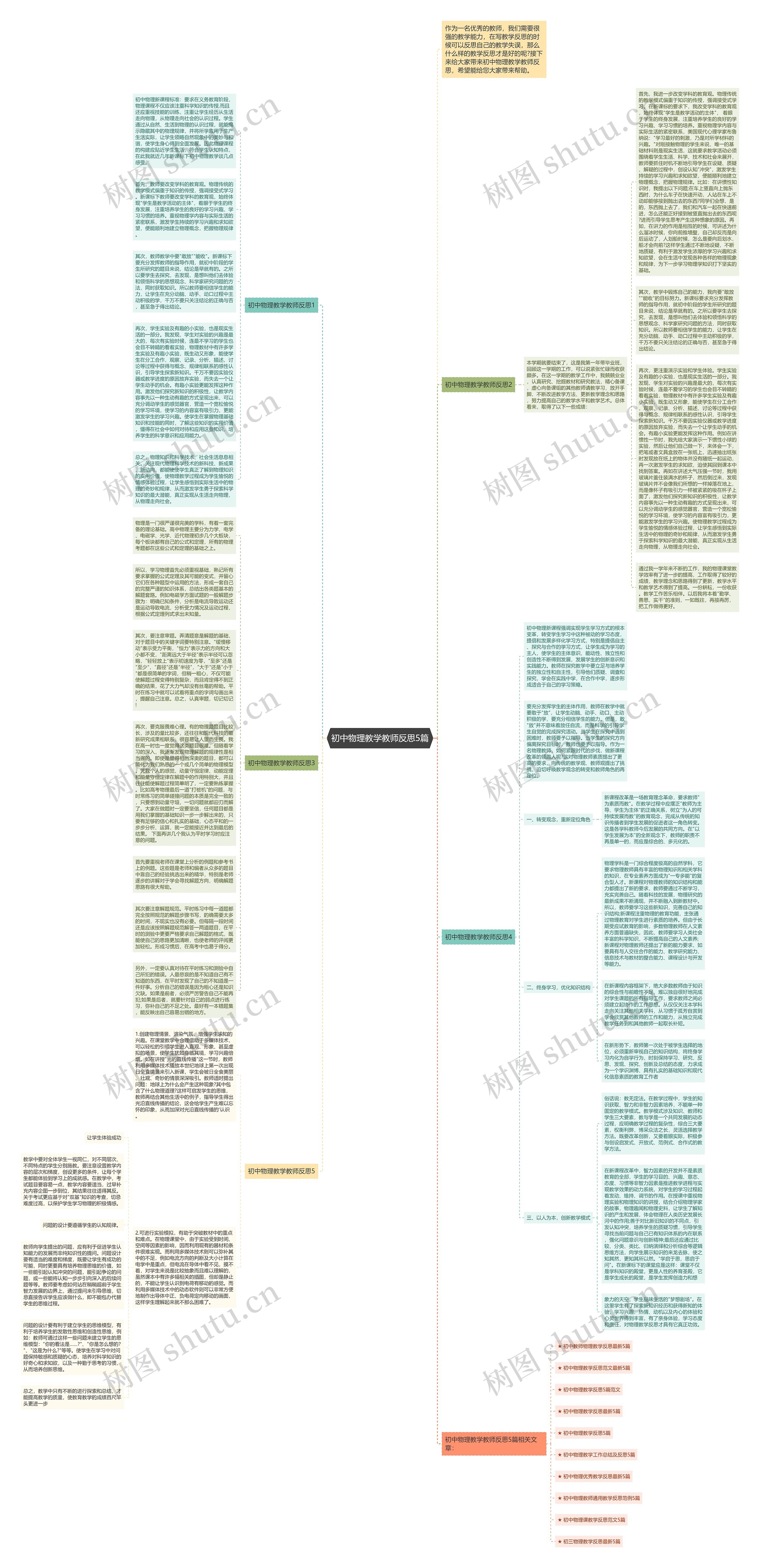 初中物理教学教师反思5篇思维导图