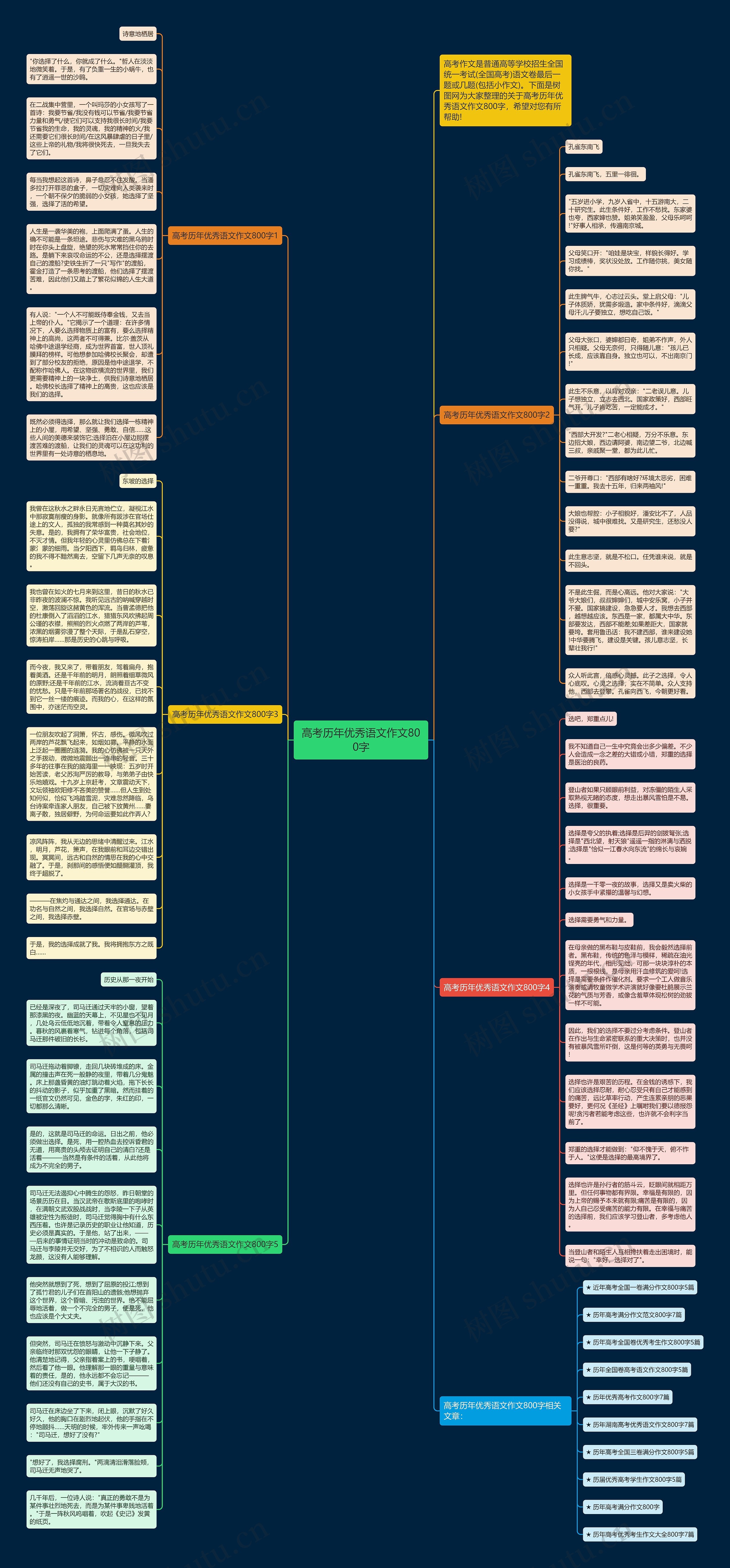 高考历年优秀语文作文800字思维导图