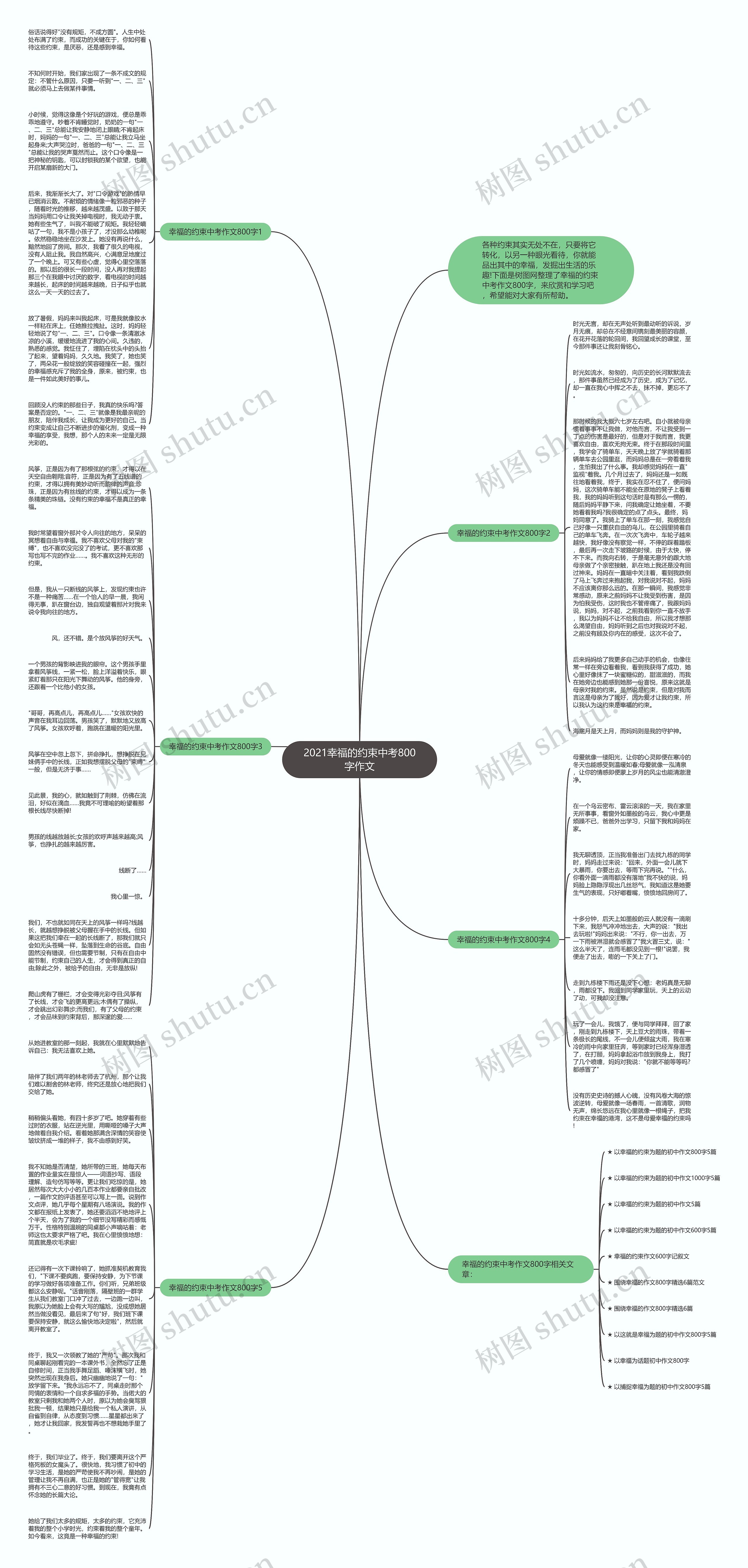 2021幸福的约束中考800字作文思维导图