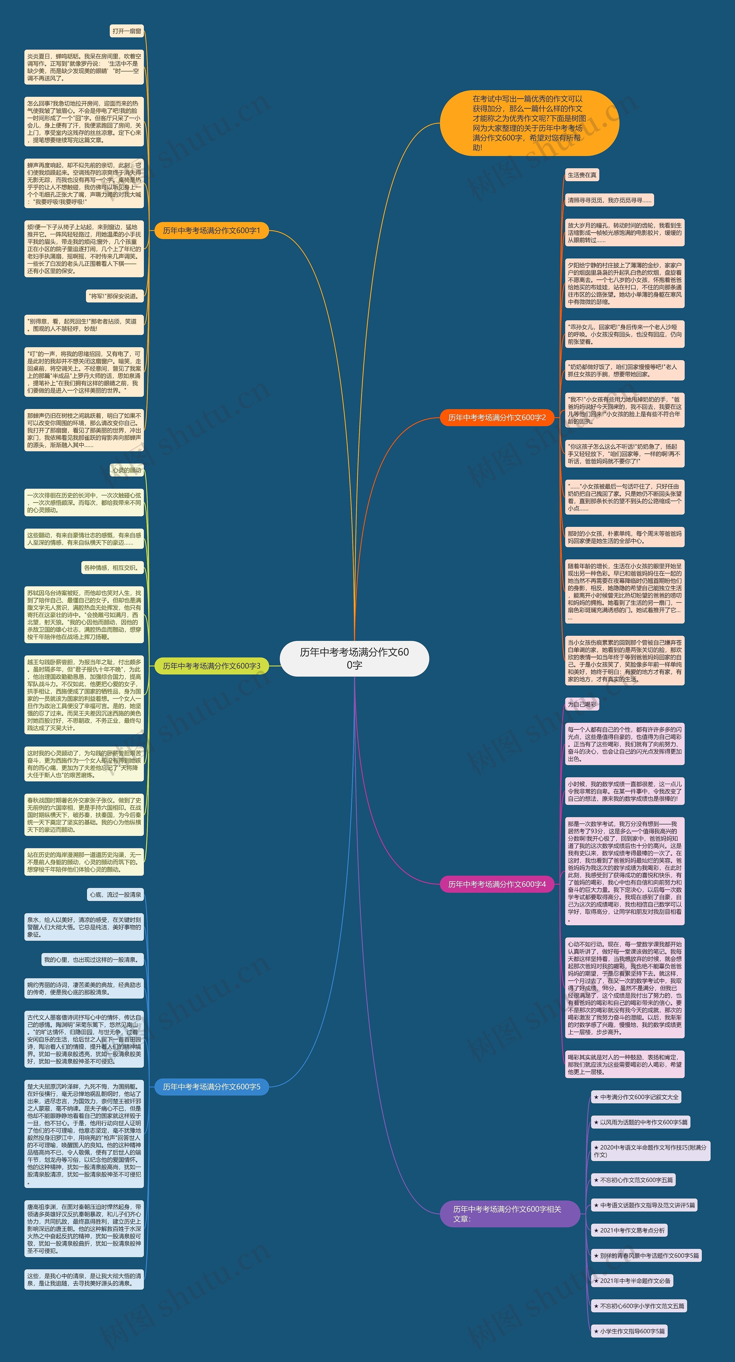 历年中考考场满分作文600字思维导图