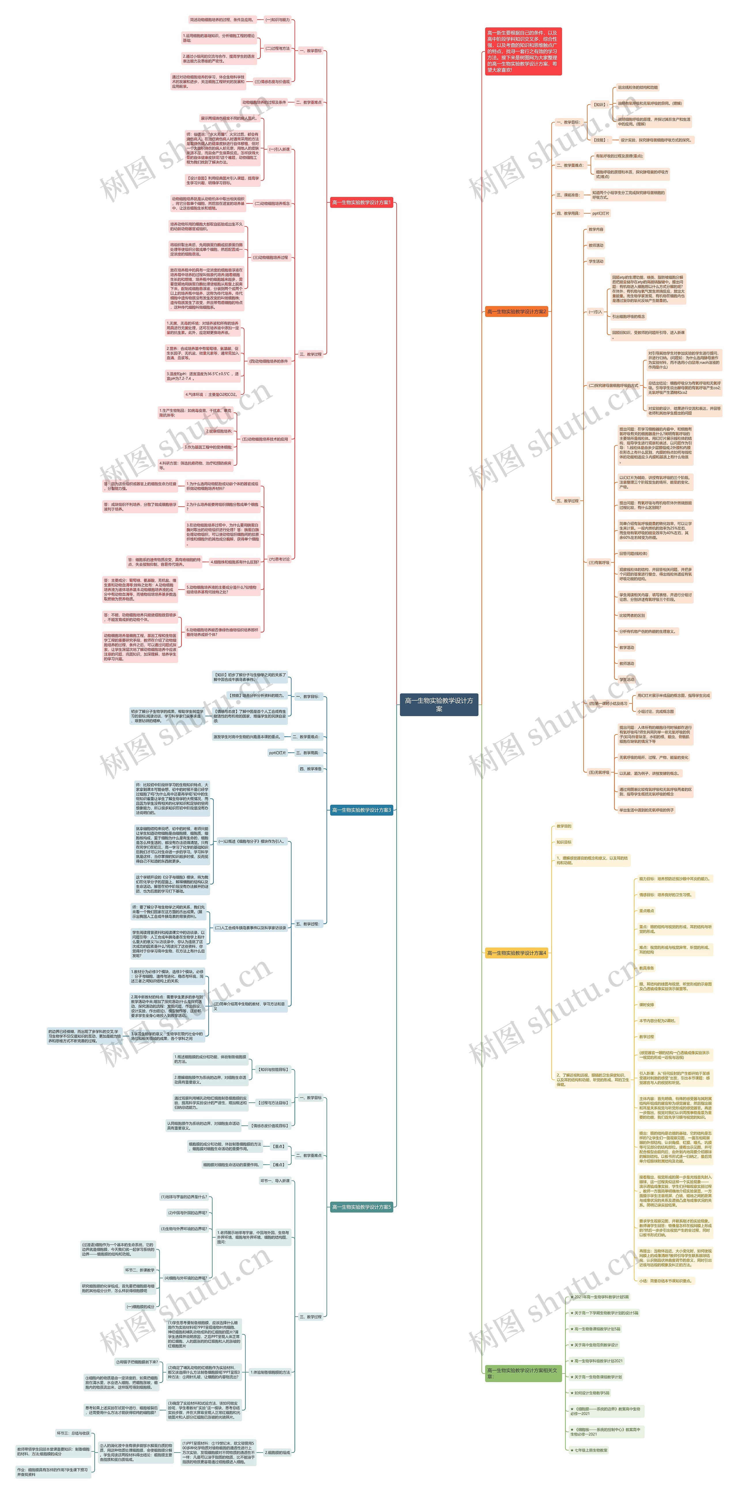 高一生物实验教学设计方案思维导图