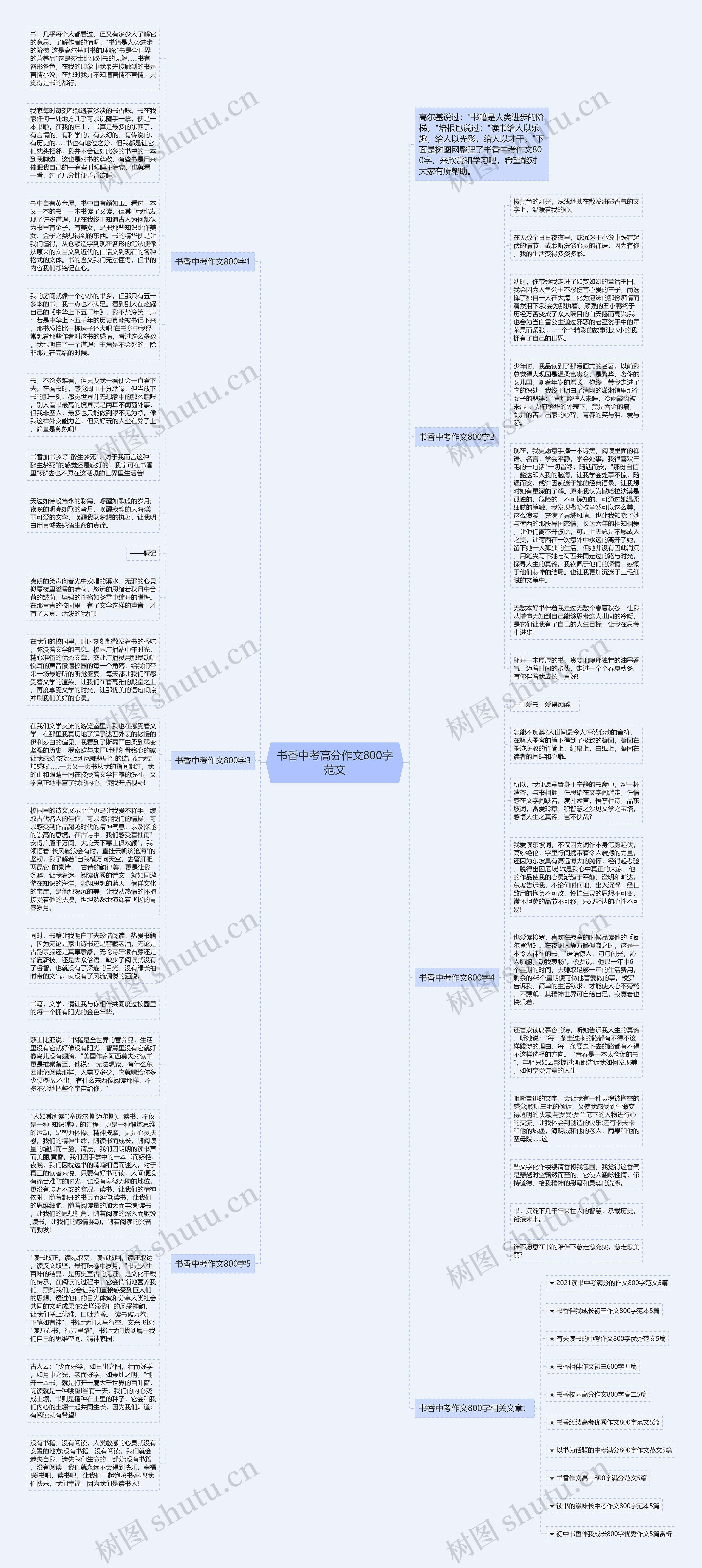 书香中考高分作文800字范文思维导图