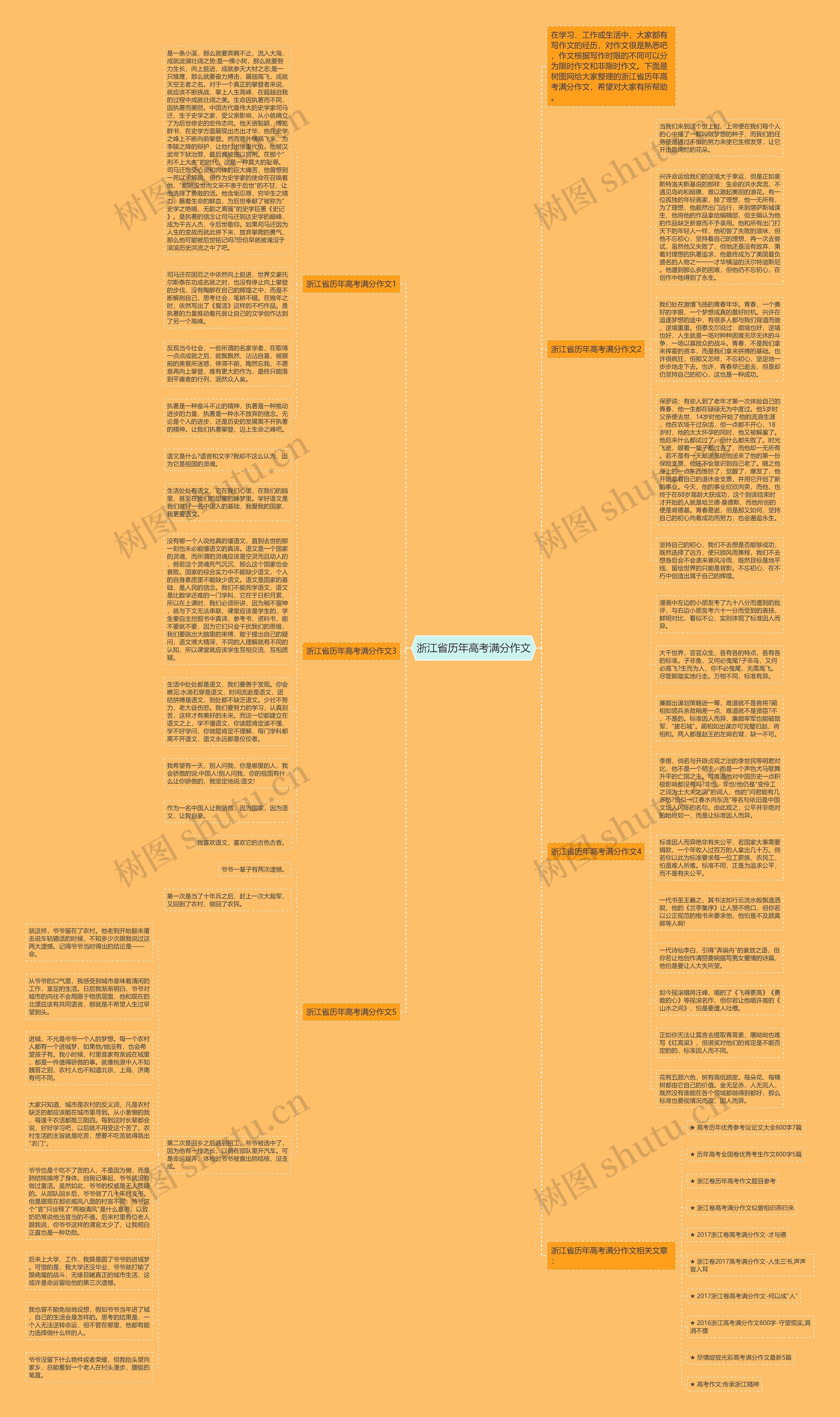 浙江省历年高考满分作文思维导图