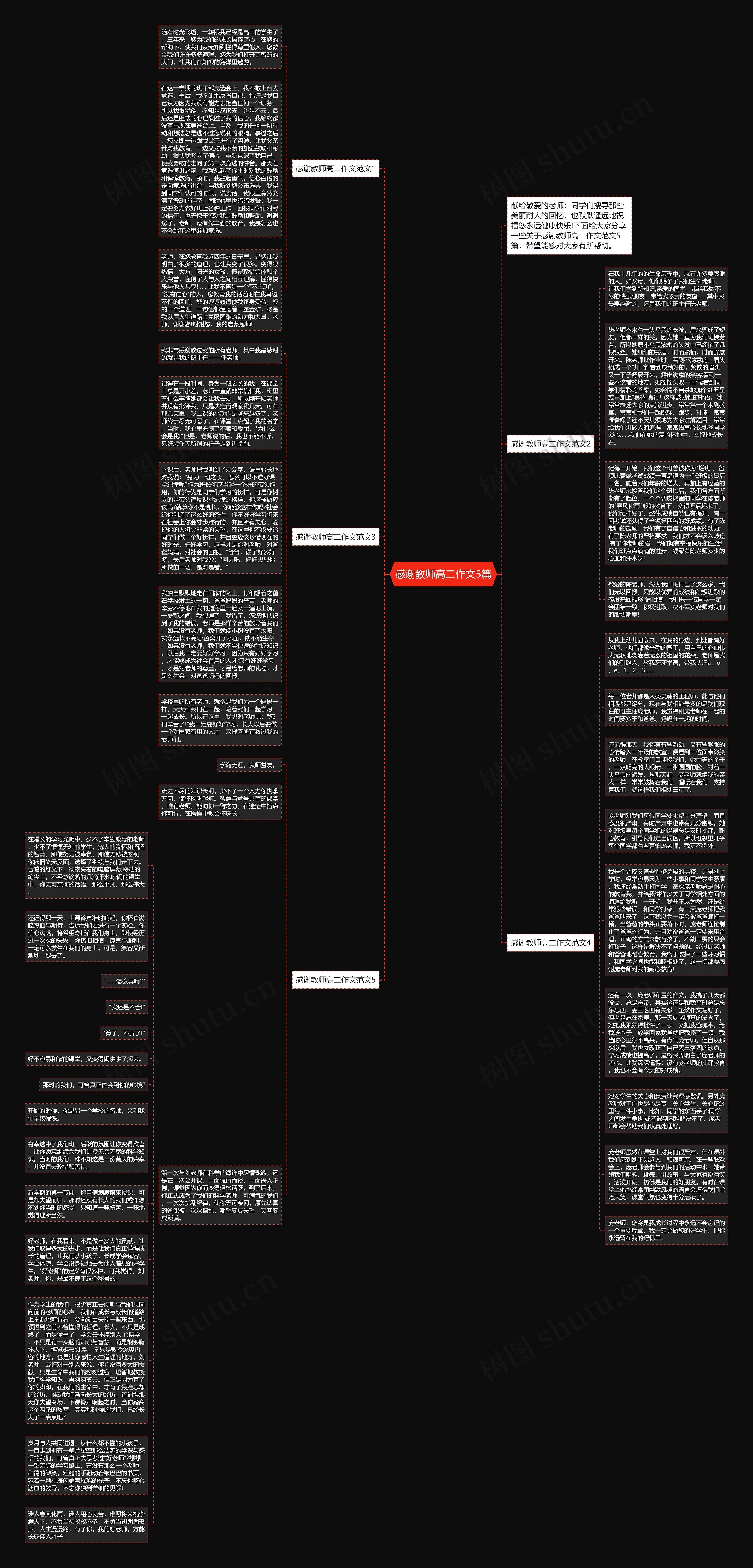 感谢教师高二作文5篇思维导图