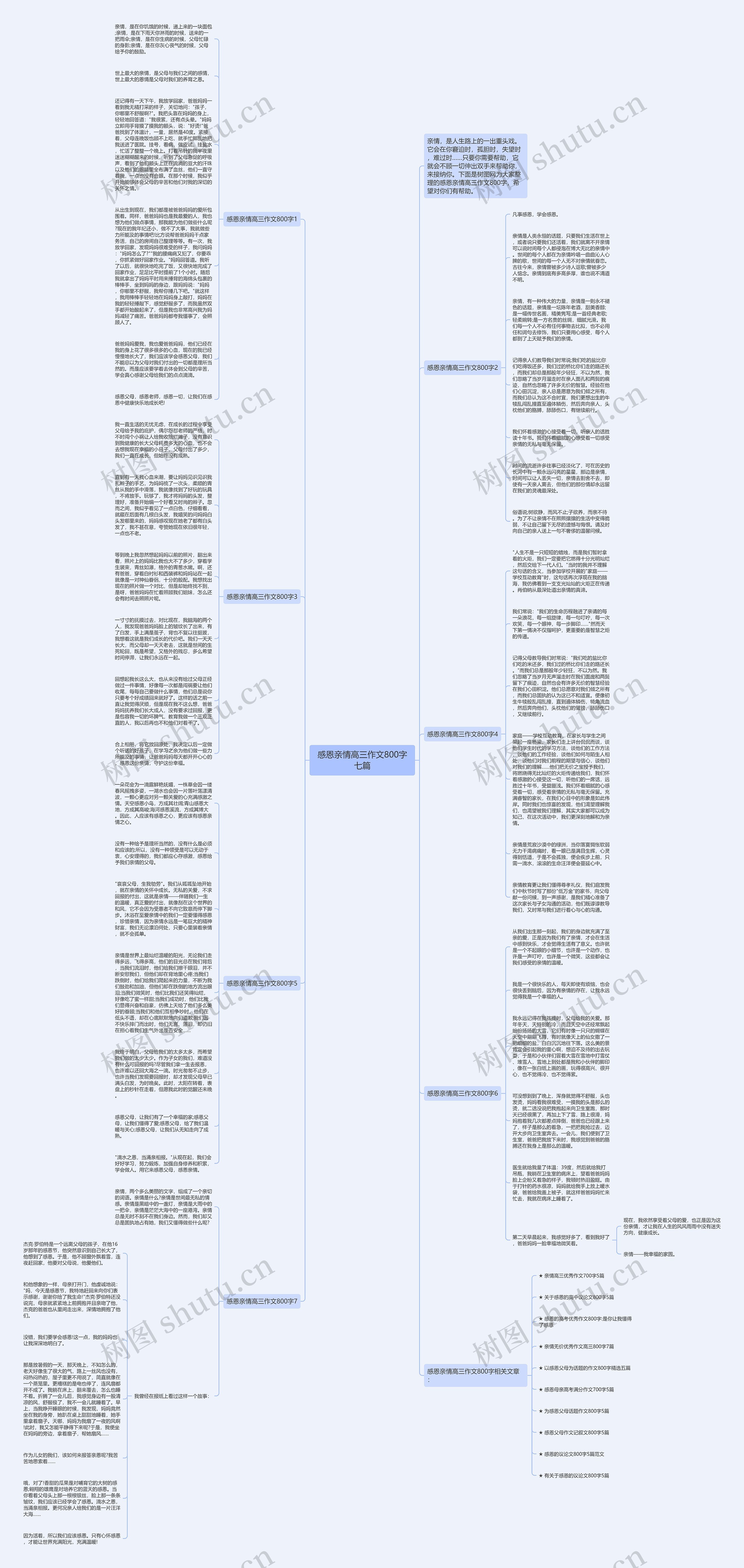 感恩亲情高三作文800字七篇思维导图