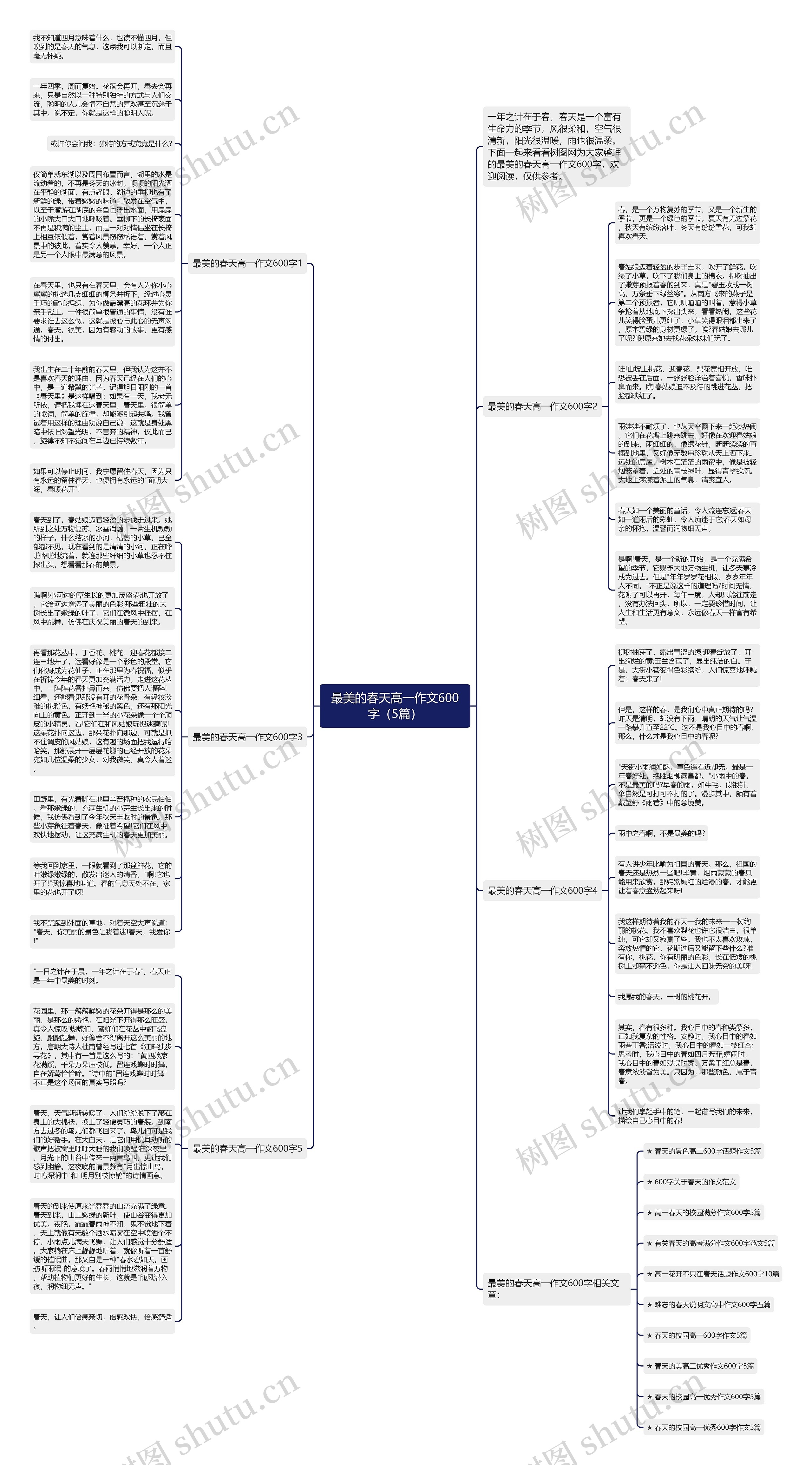 最美的春天高一作文600字（5篇）思维导图