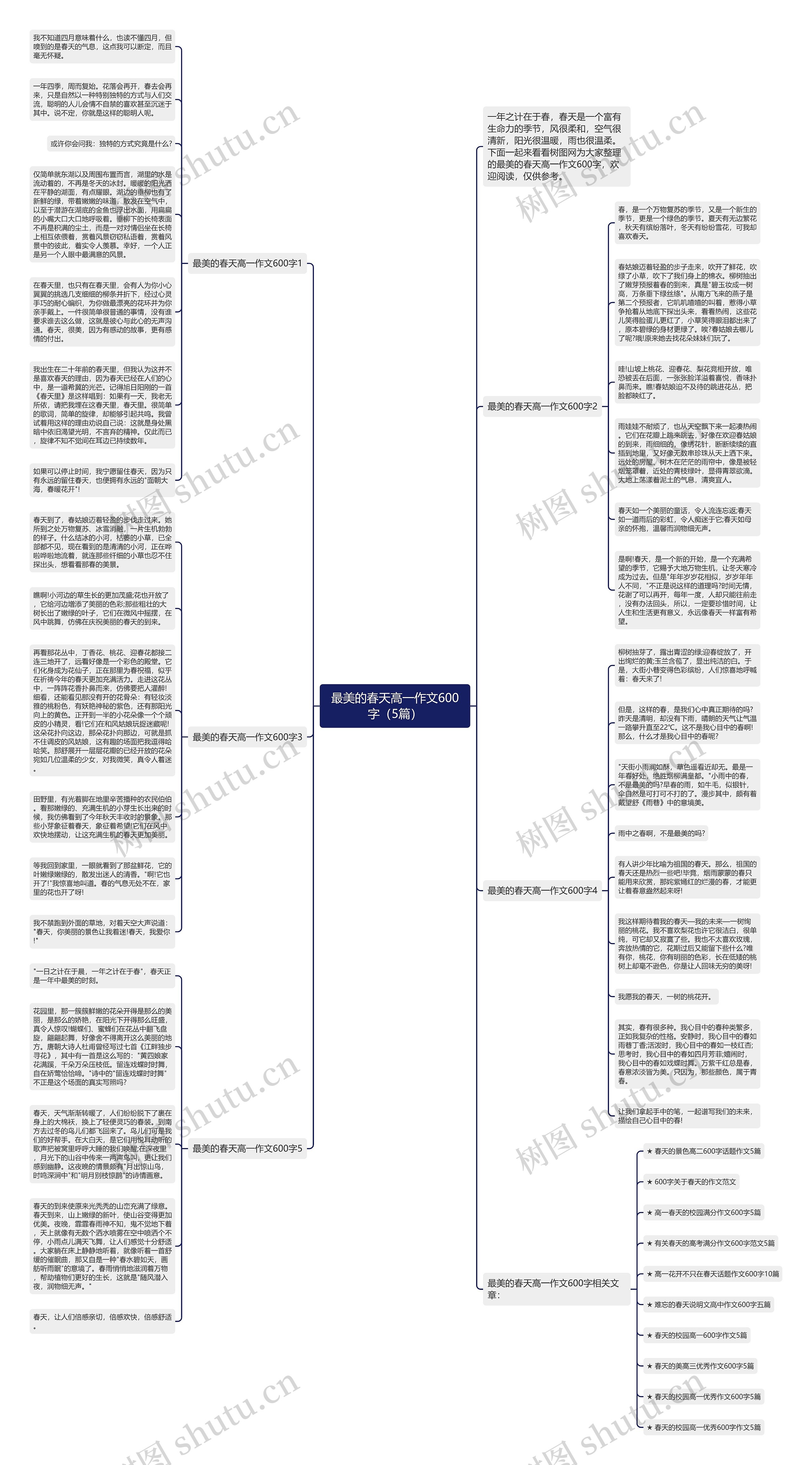 最美的春天高一作文600字(5篇)思维导图高清图 最美的春天高一作文600字(5篇)思维导图