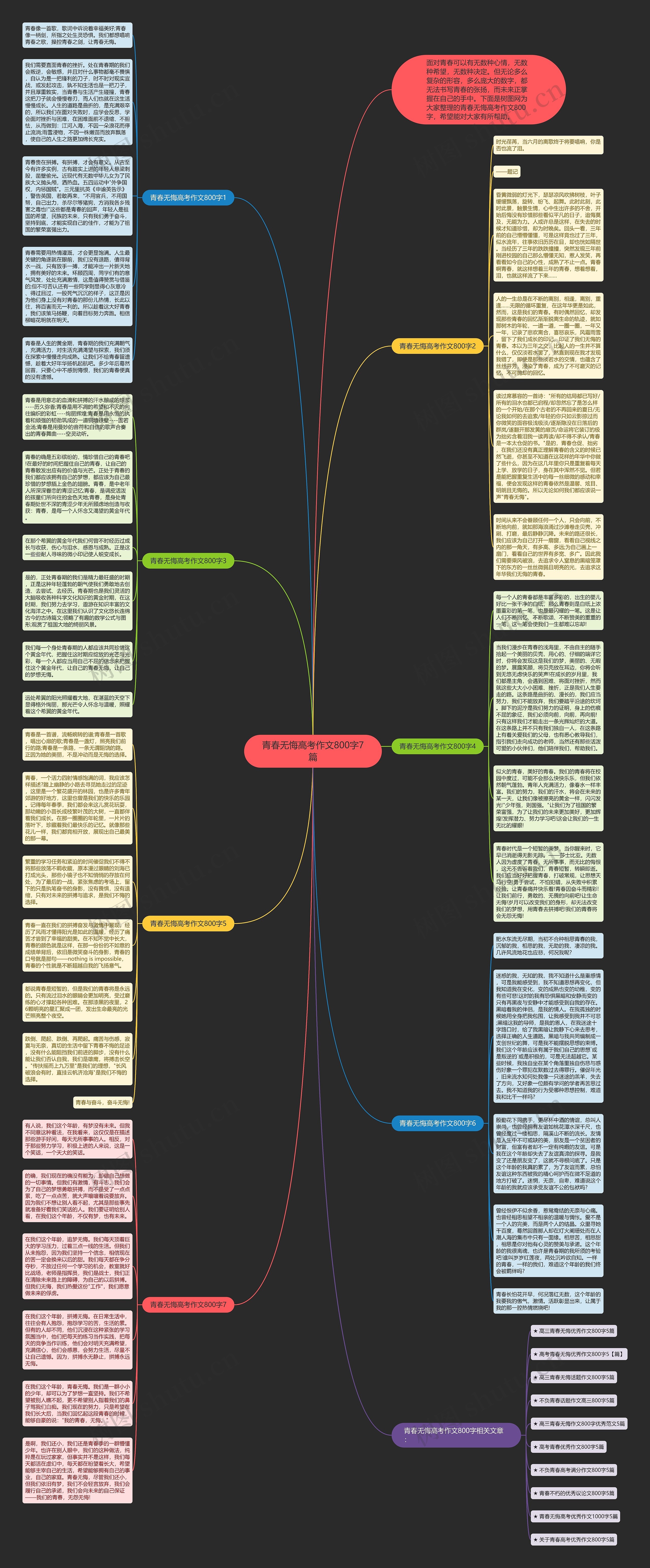 青春无悔高考作文800字7篇思维导图