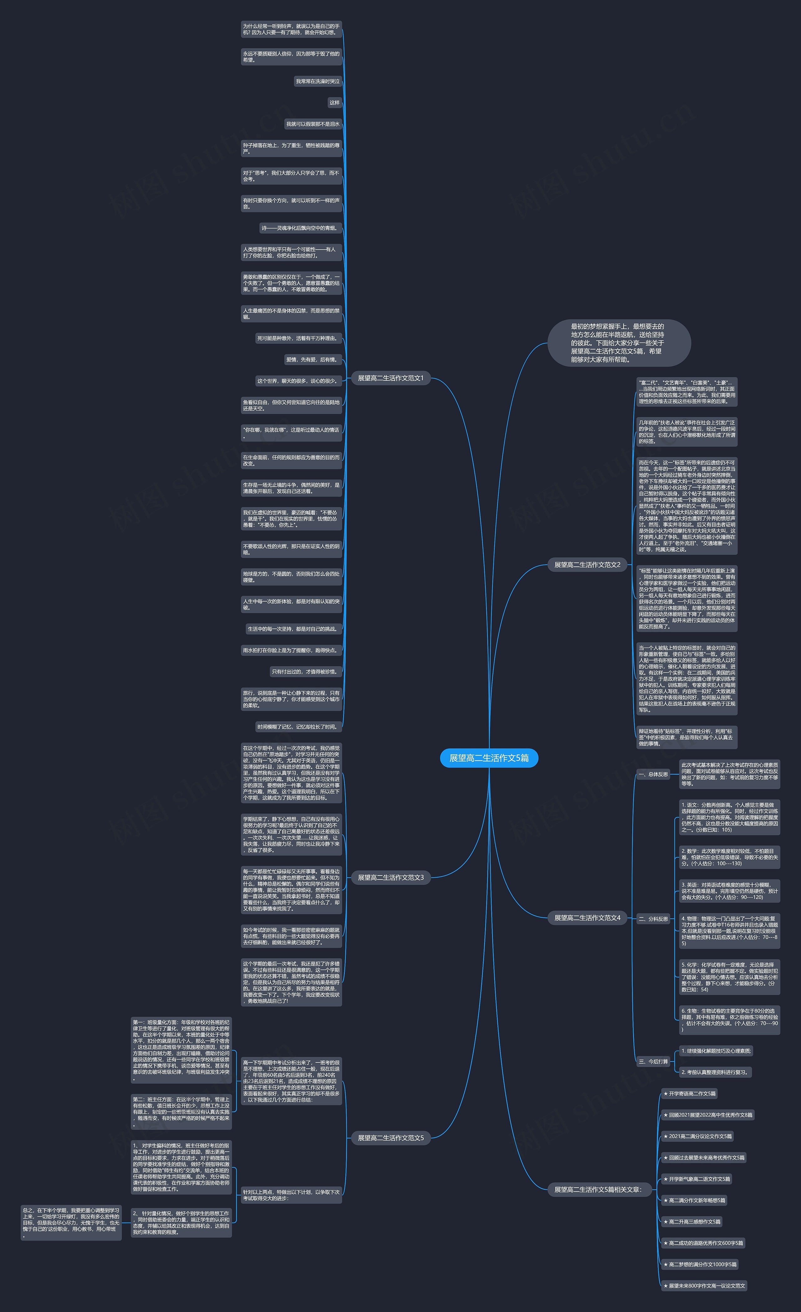 展望高二生活作文5篇思维导图