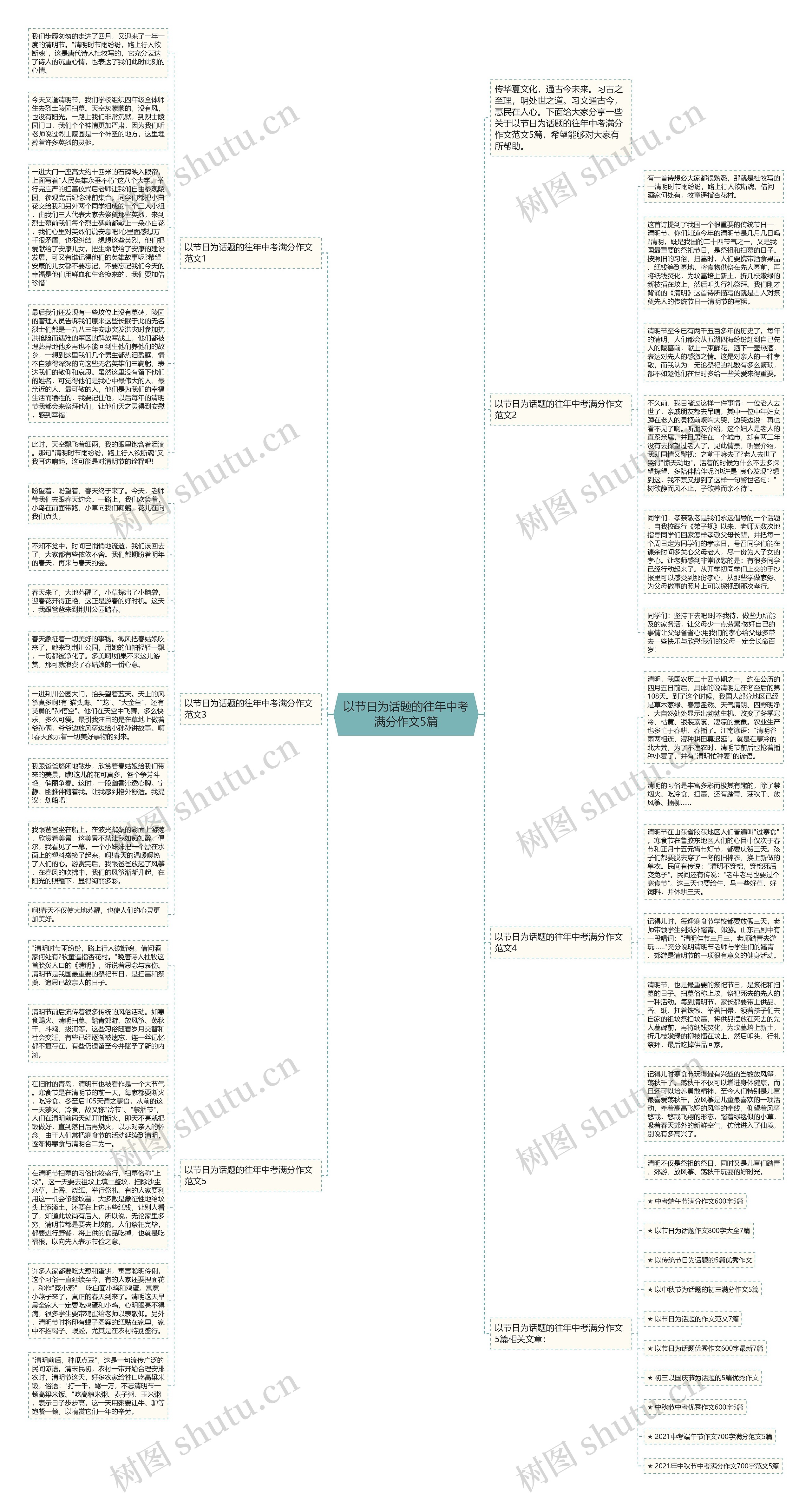 以节日为话题的往年中考满分作文5篇思维导图