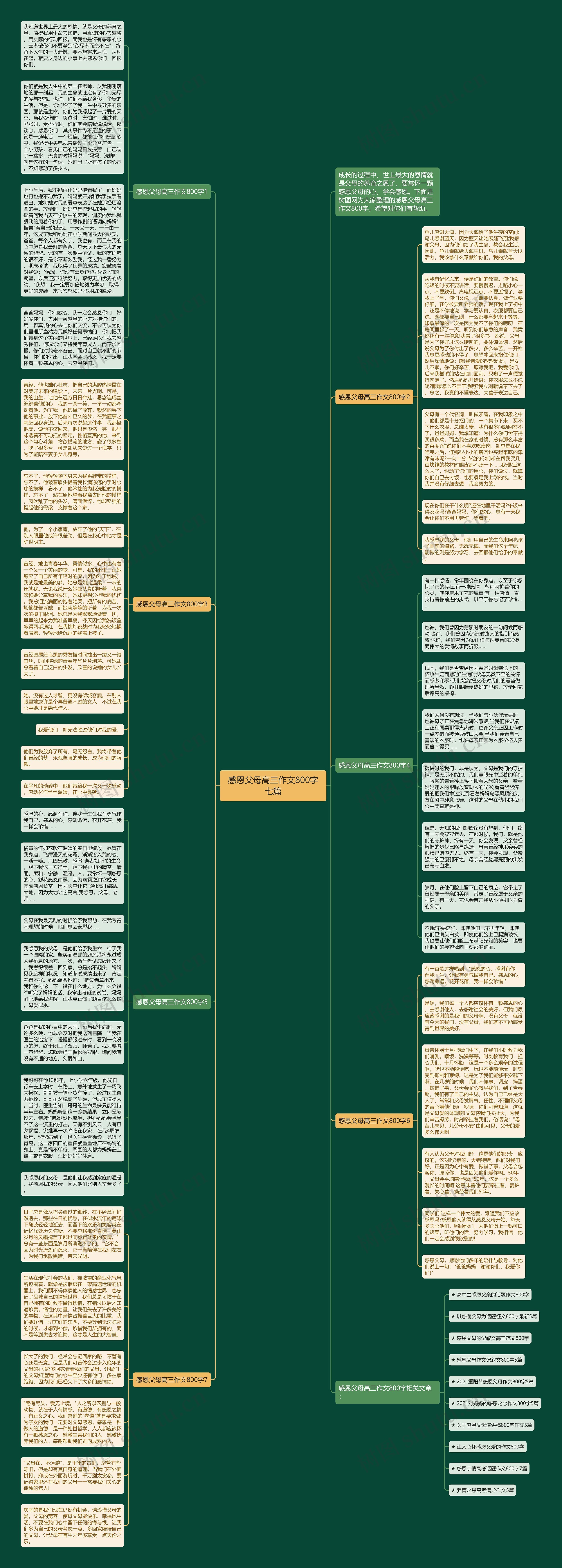 感恩父母高三作文800字七篇思维导图