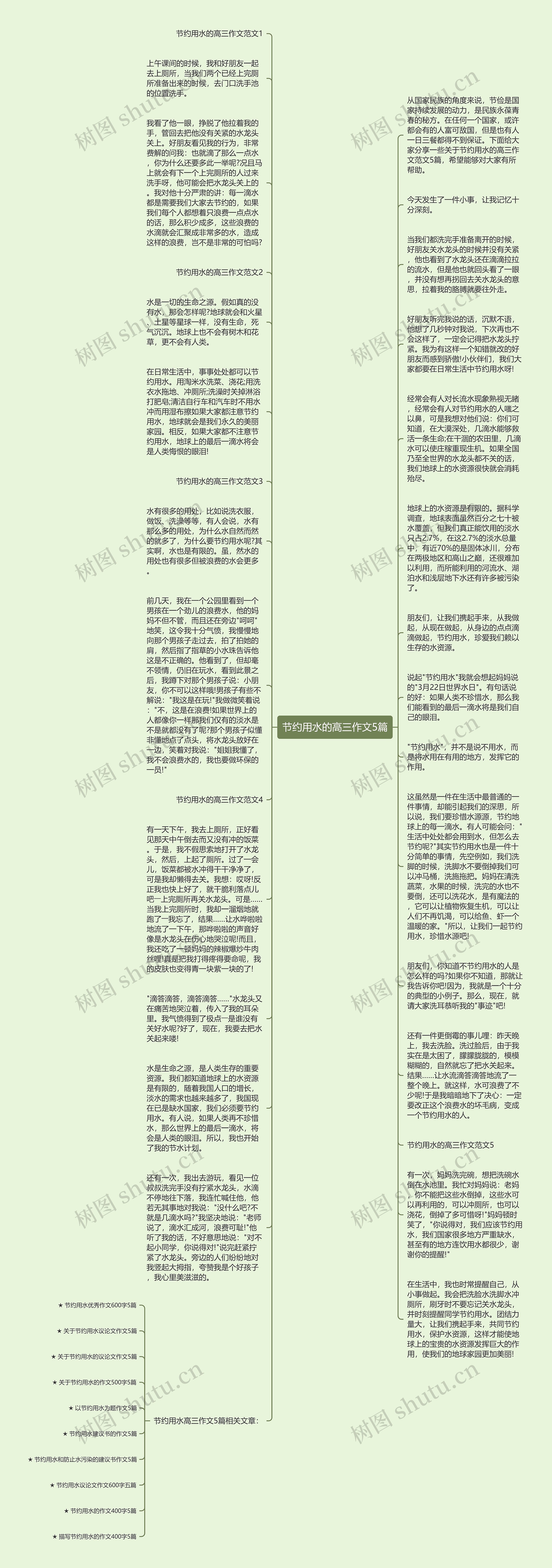 节约用水的高三作文5篇思维导图