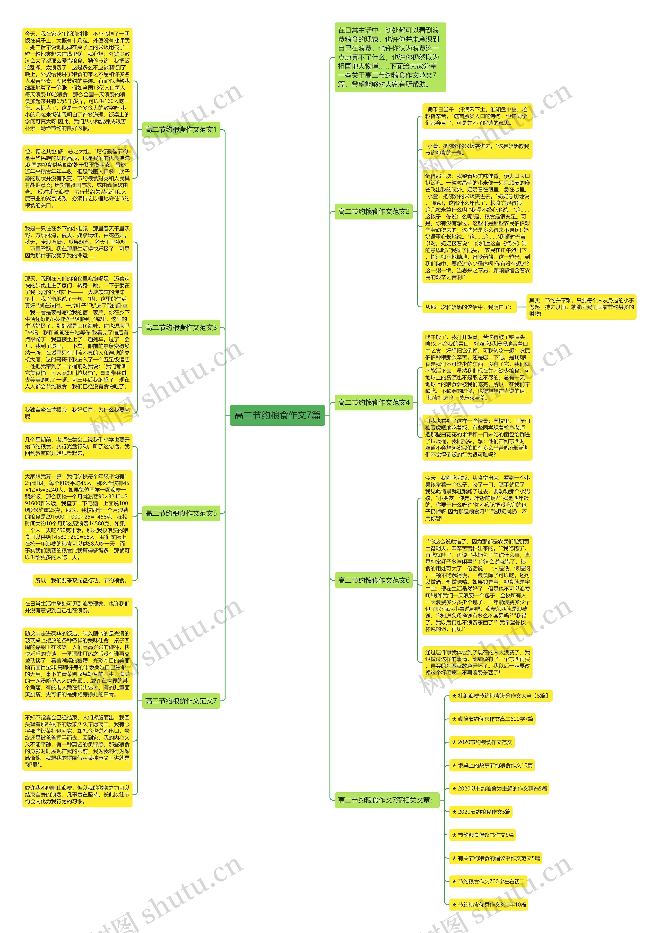 高二节约粮食作文7篇思维导图