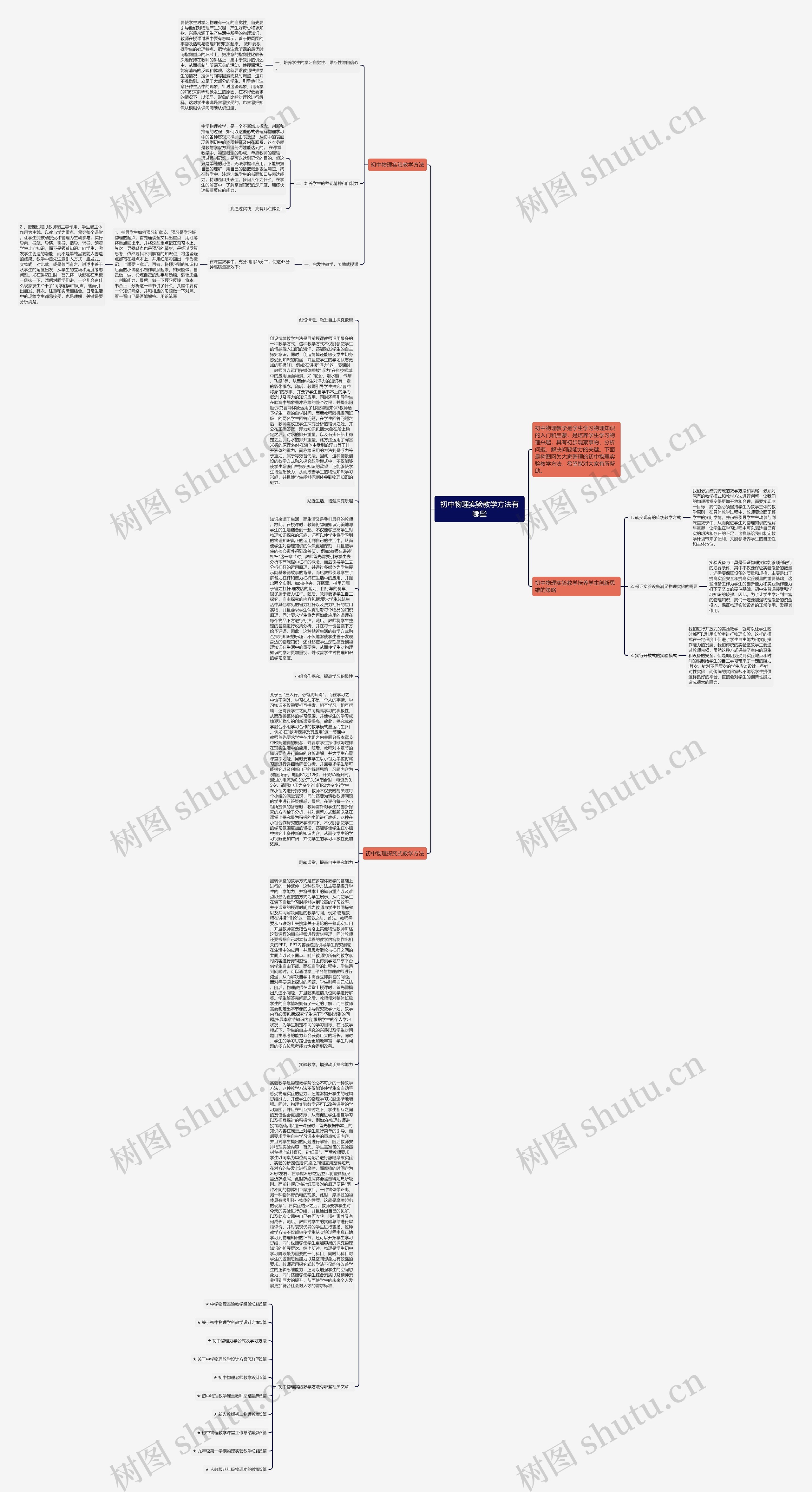 初中物理实验教学方法有哪些思维导图