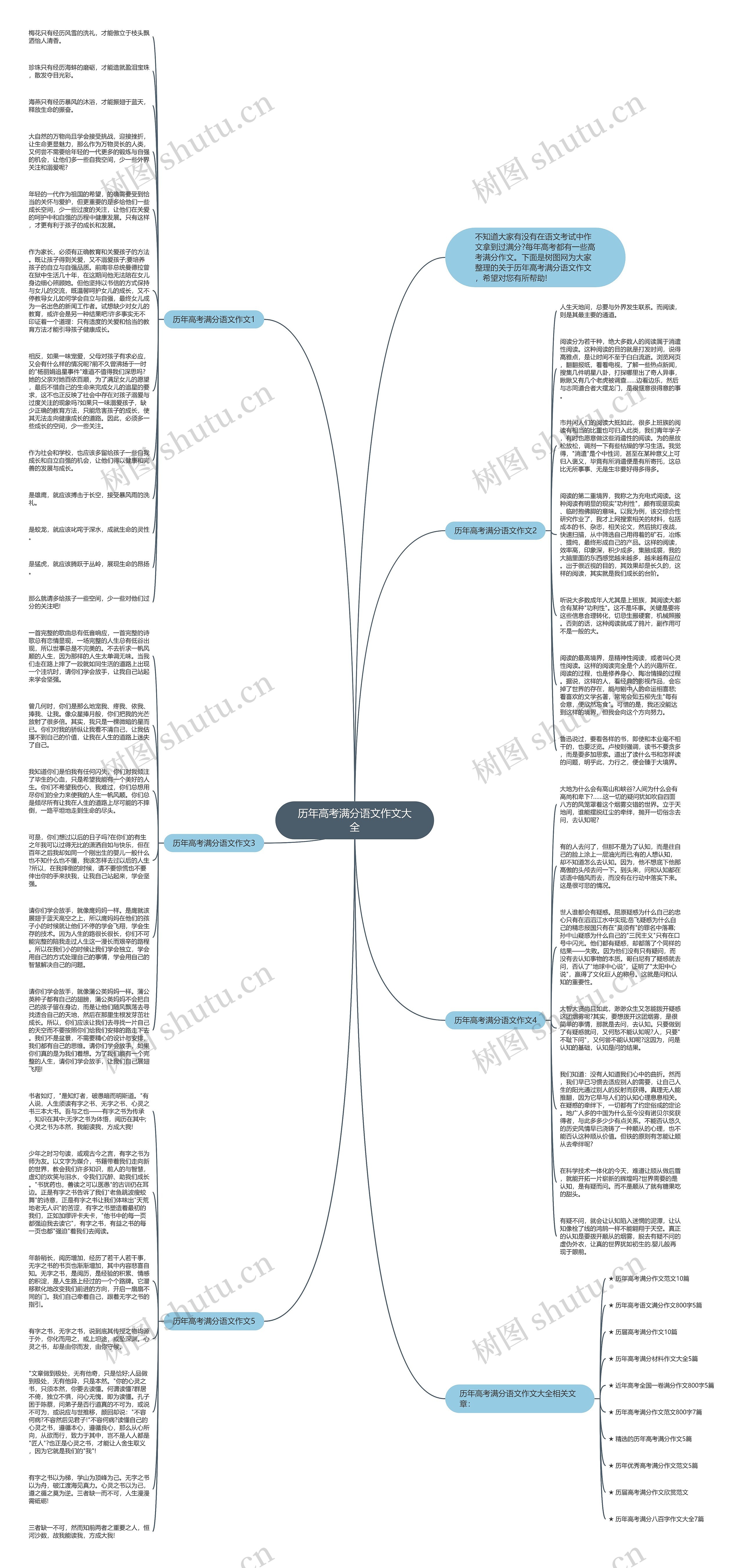 历年高考满分语文作文大全思维导图