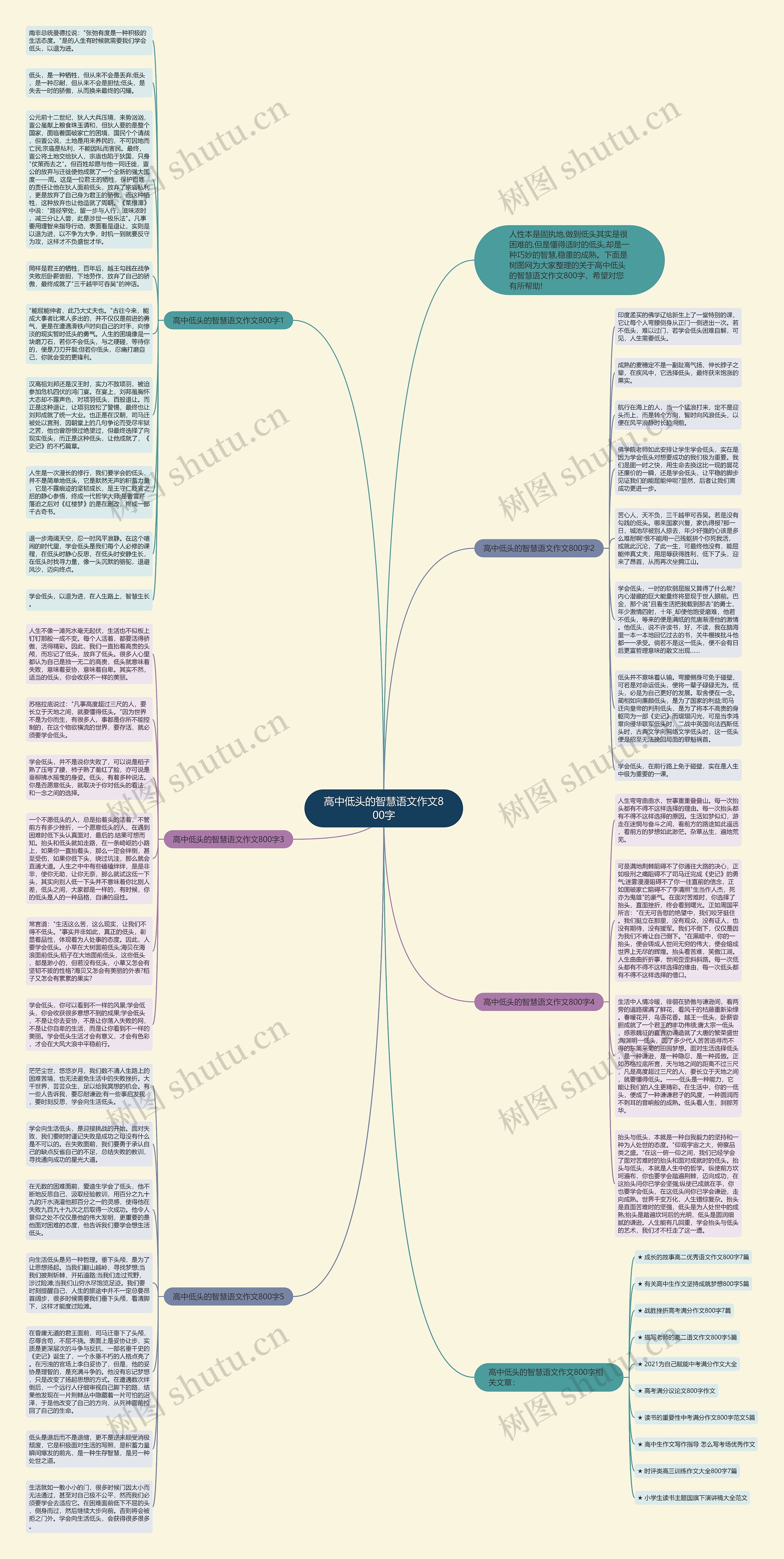 高中低头的智慧语文作文800字思维导图