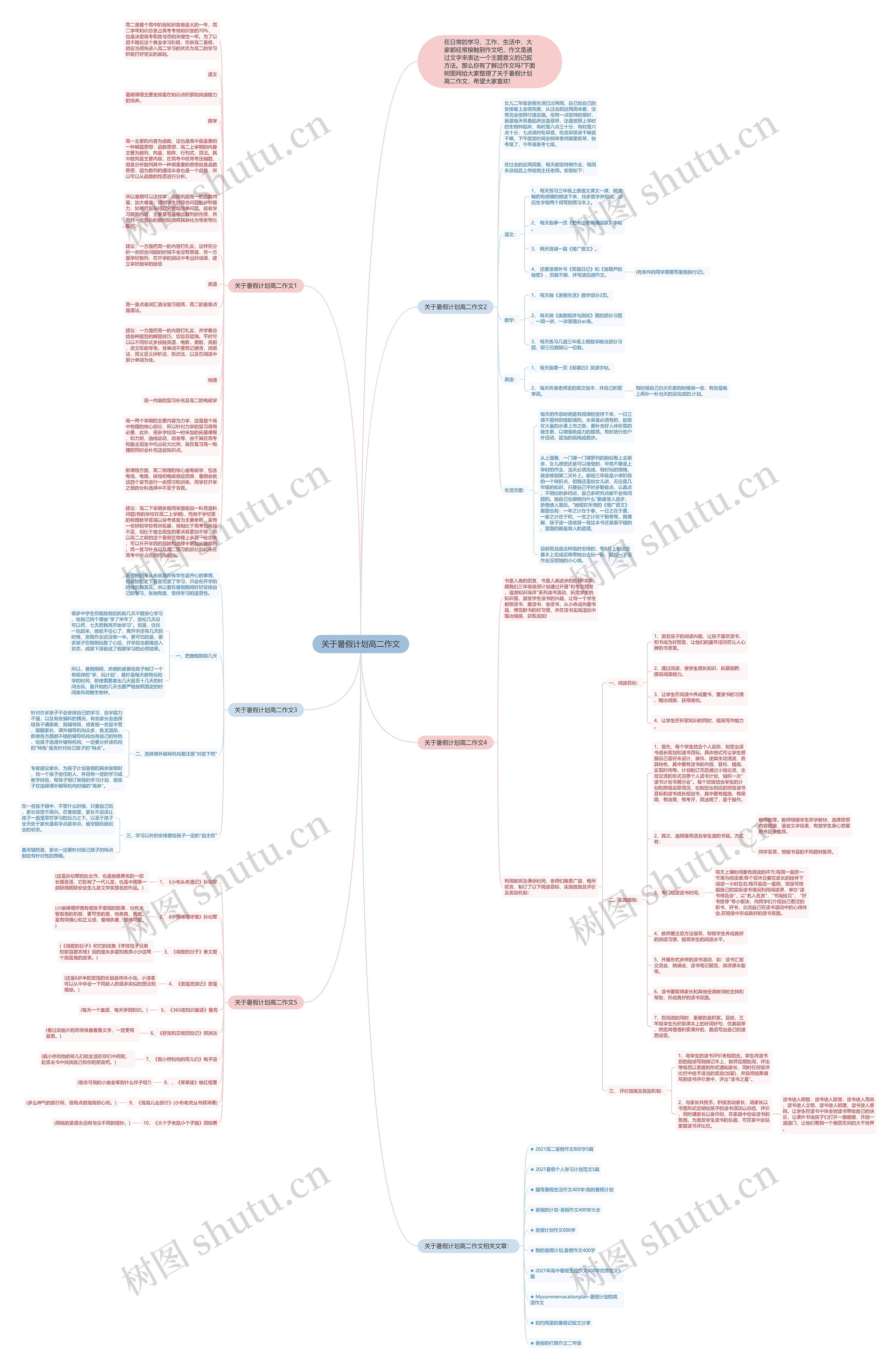 关于暑假计划高二作文思维导图