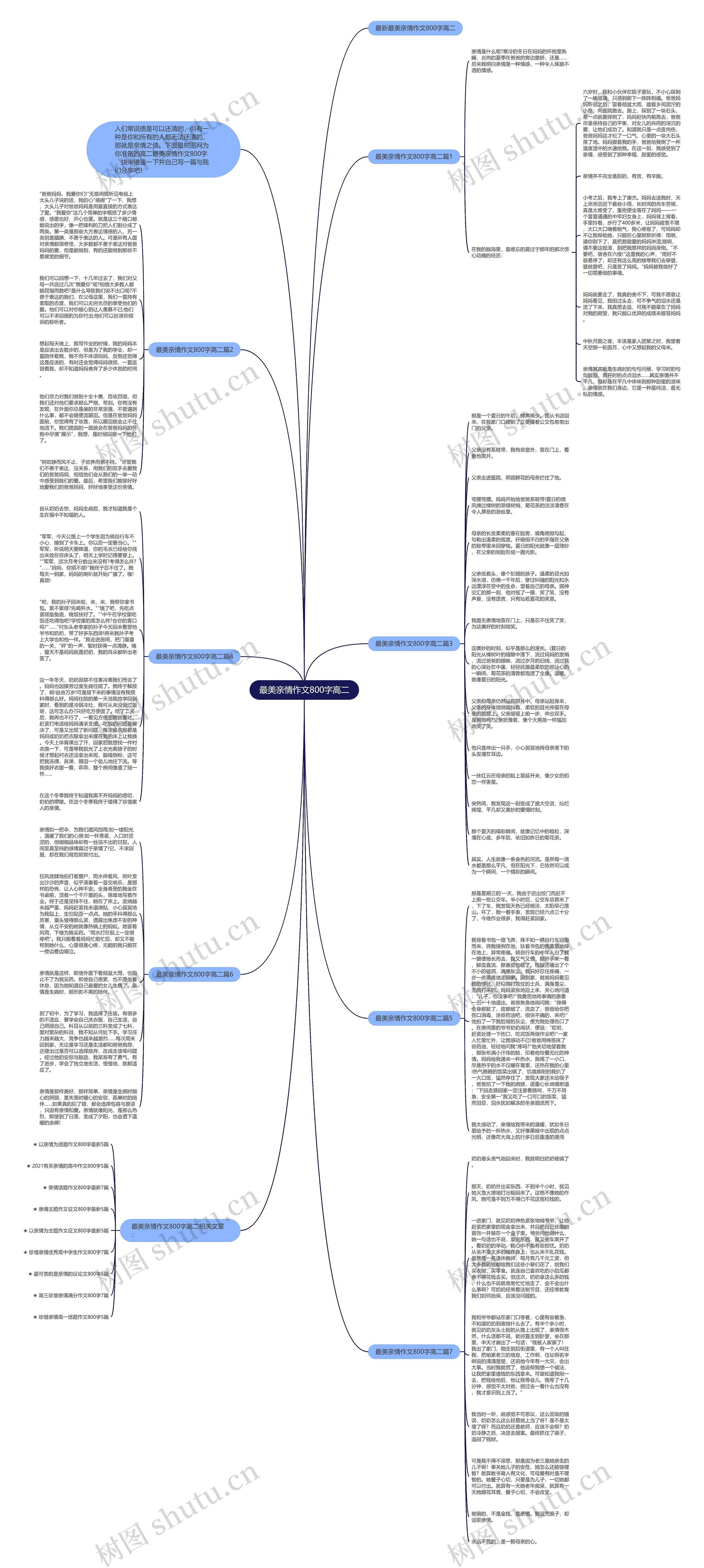 最美亲情作文800字高二思维导图