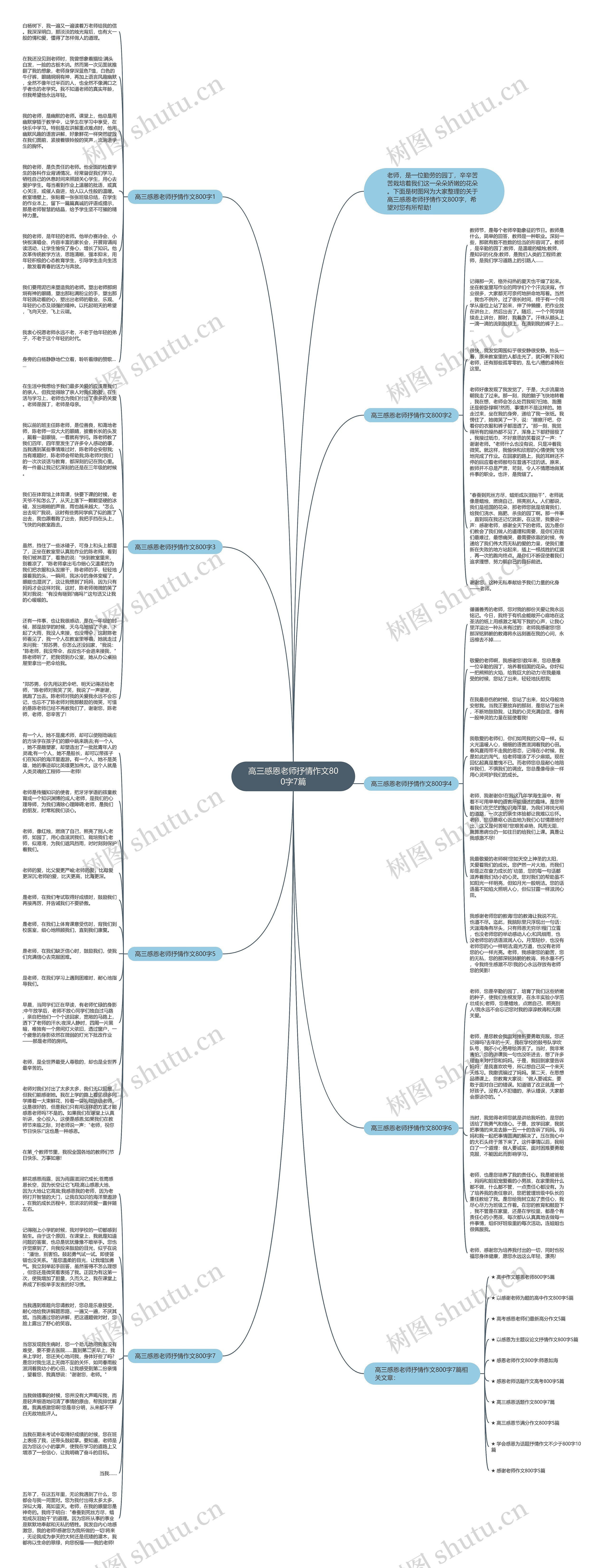 高三感恩老师抒情作文800字7篇思维导图
