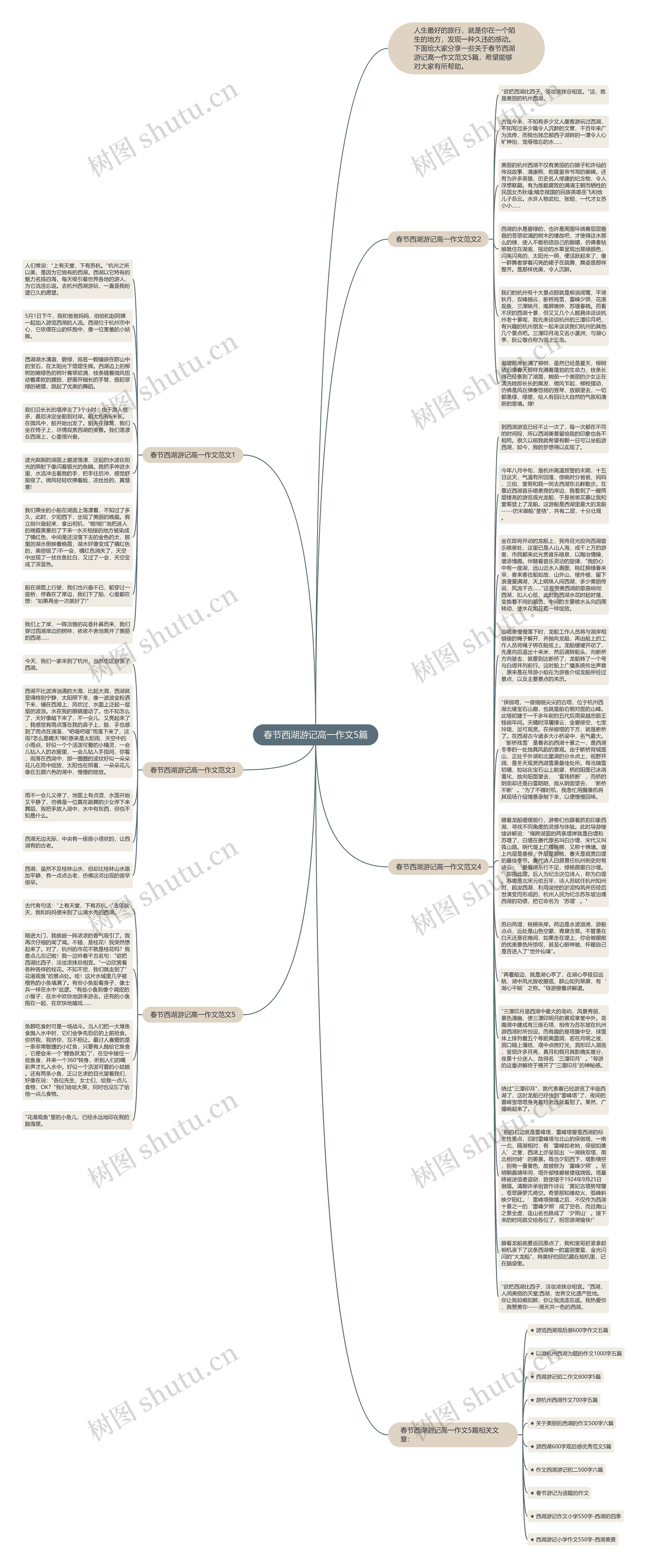 春节西湖游记高一作文5篇思维导图