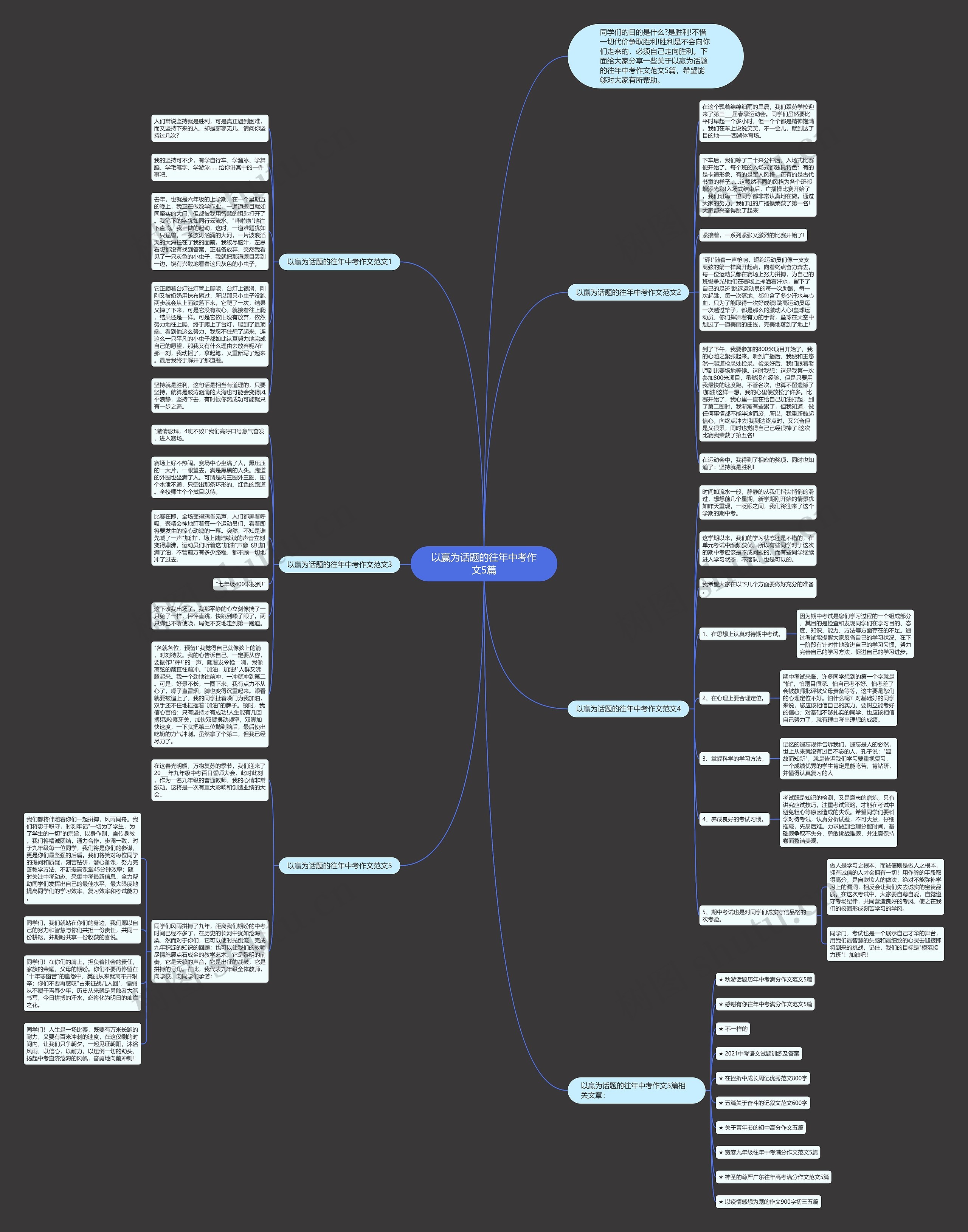 以赢为话题的往年中考作文5篇思维导图