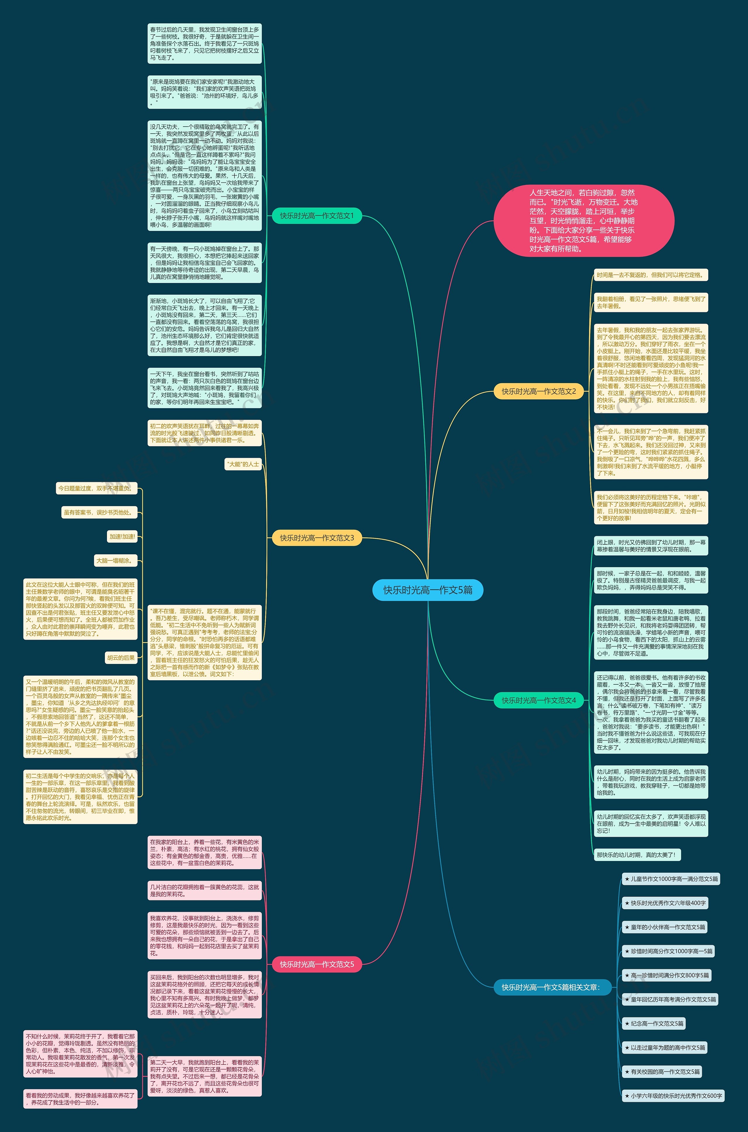 快乐时光高一作文5篇思维导图